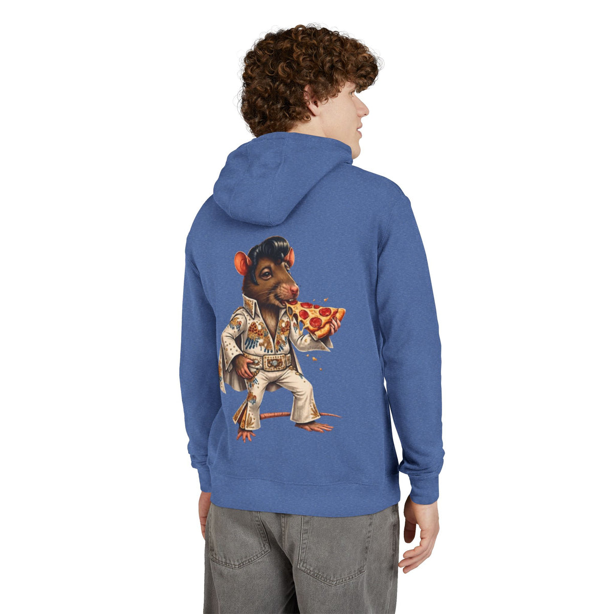 Elvis Rat Pizza Hoodie — 'One Rat One Slice Elvis Rocks' Graphic Pullover