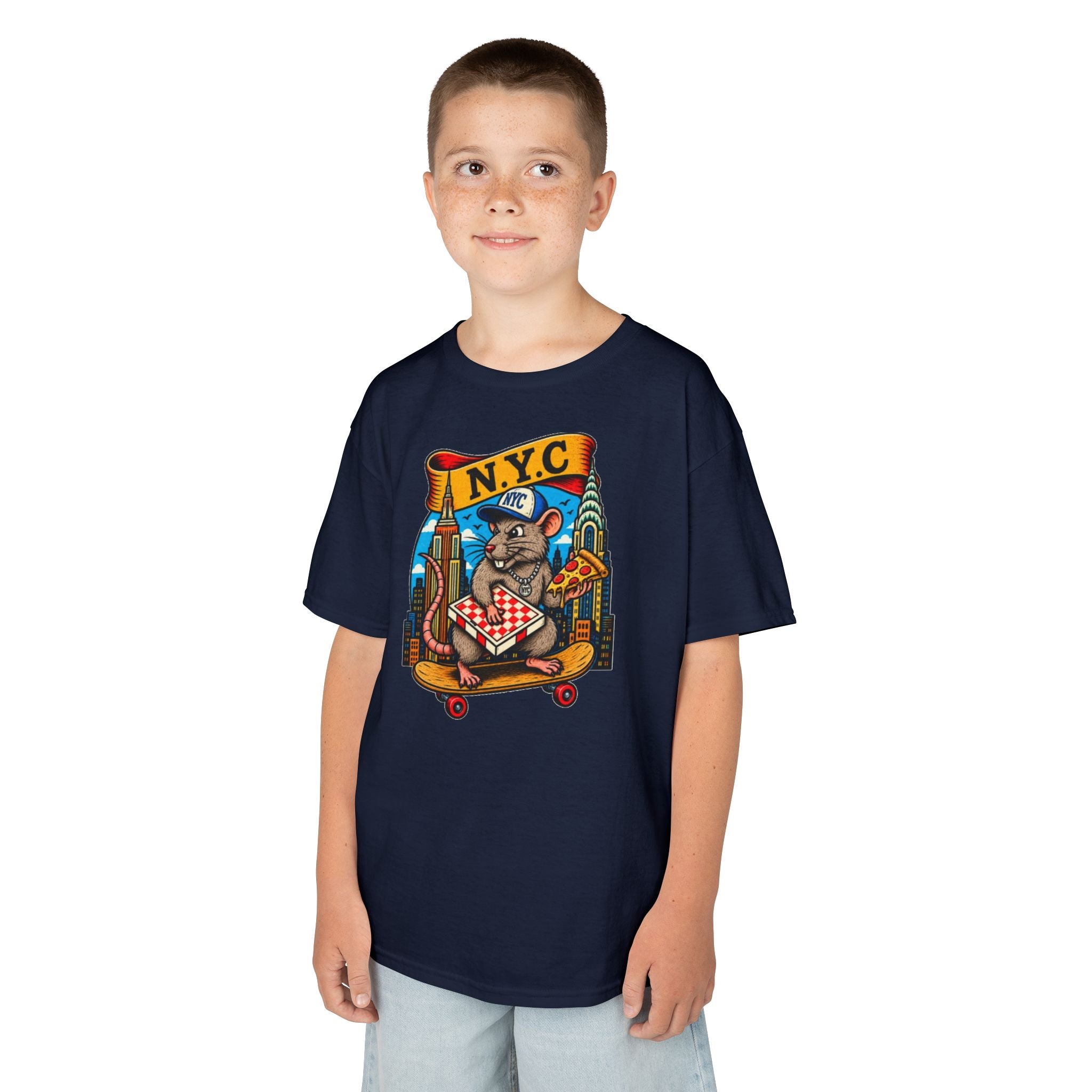 Kids T-Shirt — NYC Skateboarding Pizza Rat Graphic