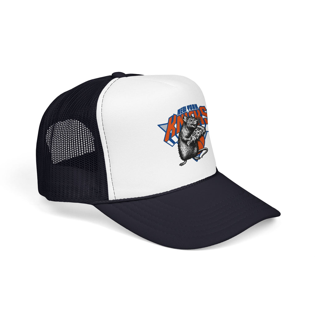 Vintage Skate Rat Foam Trucker Hat – Retro Skateboarding Logo Cap - NY Knicks