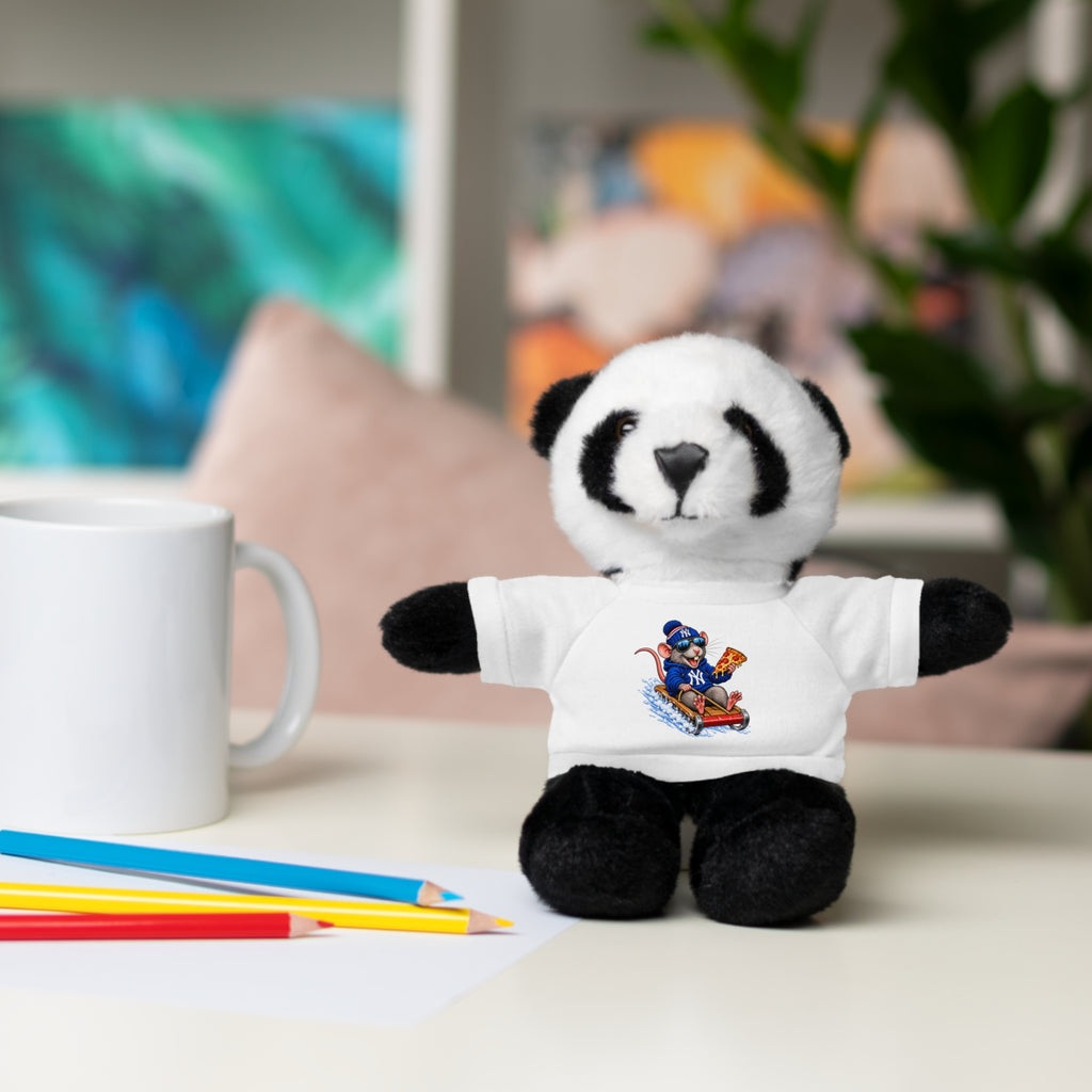 Plush Bear with Sledding Pup Tee — Cute Winter Stuffed Animal Gift - NY Pizza Rat