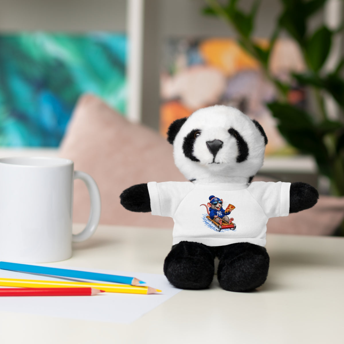 Plush Bear with Sledding Pup Tee — Cute Winter Stuffed Animal Gift - NY Pizza Rat