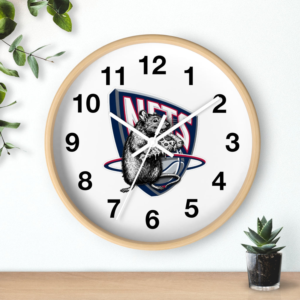 Nets Mascot Wall Clock — Retro Basketball Team Logo Decor