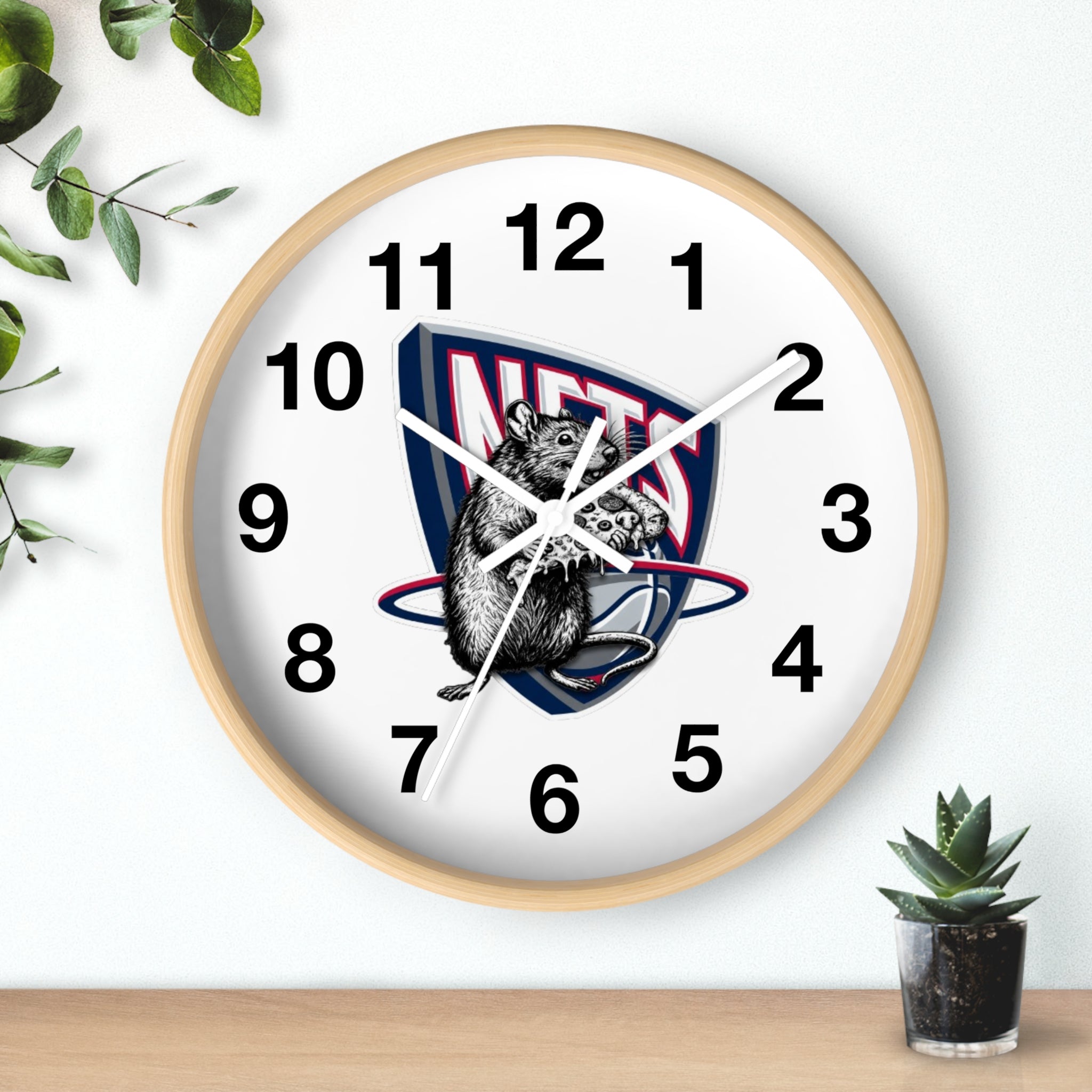 Nets Mascot Wall Clock — Retro Basketball Team Logo Decor