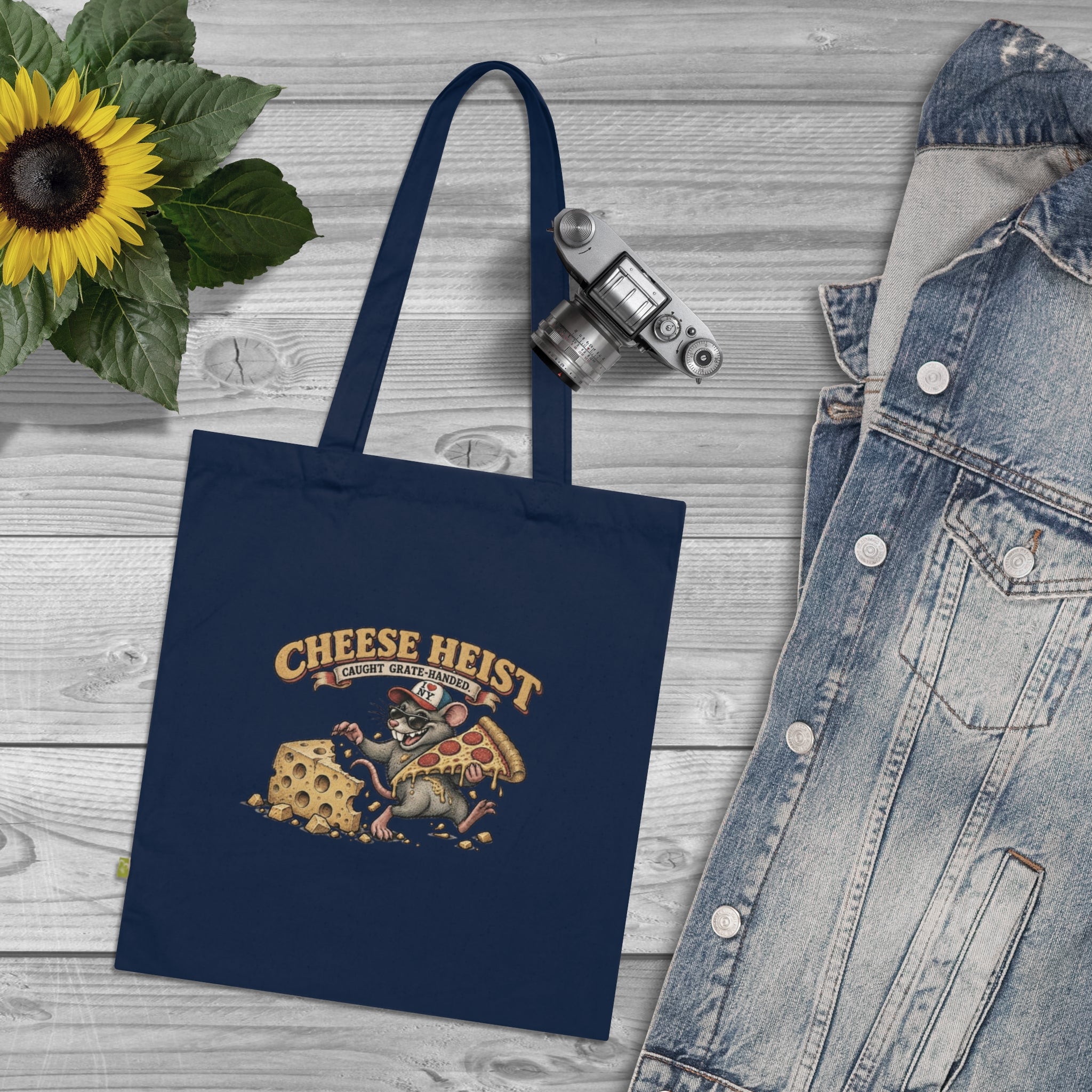 'Cheese Heist' Vintage NY Rat & Pizza Market Tote