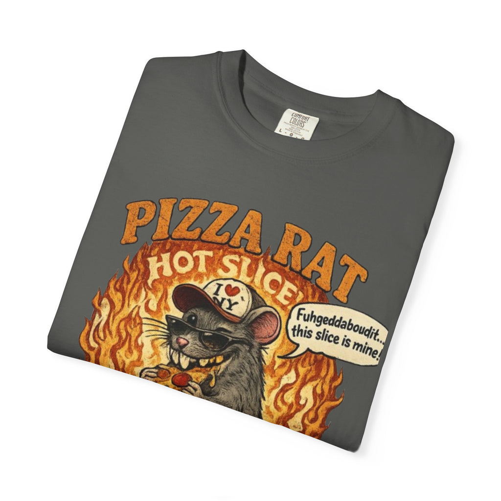 Pizza Rat Hot Slice T-Shirt — Funny Retro Rat Eating Pizza Graphic Tee
