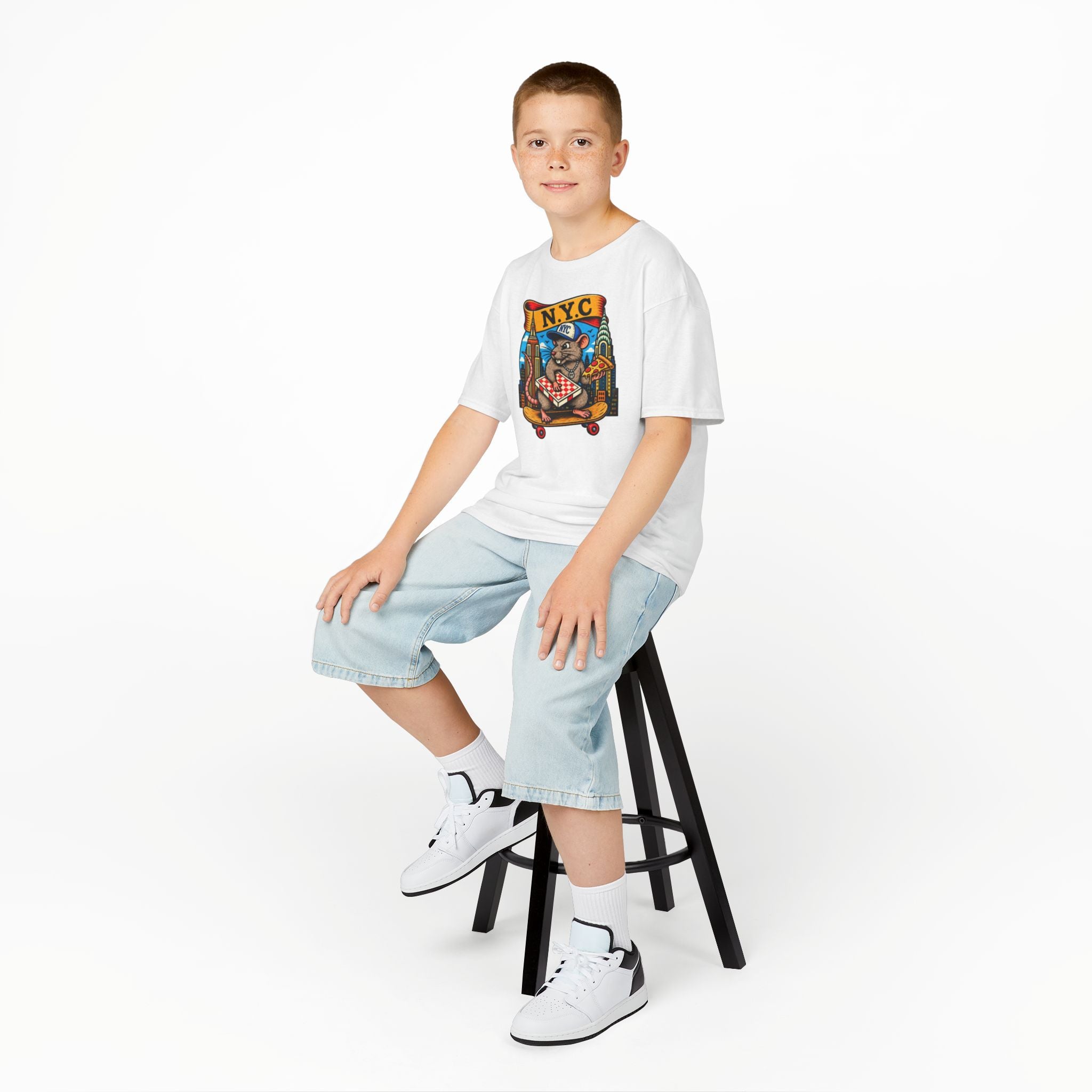 Kids T-Shirt — NYC Skateboarding Pizza Rat Graphic