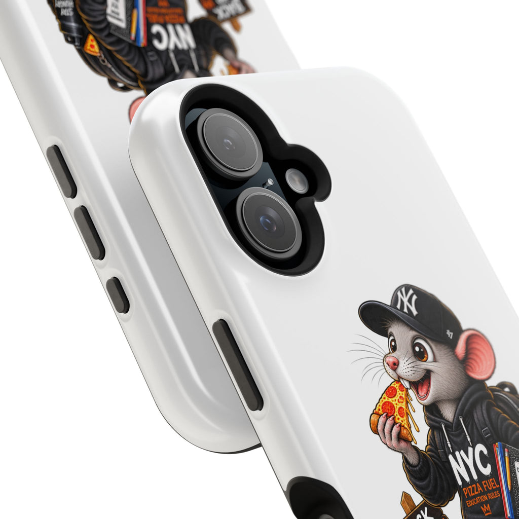 NYC Street Rat Phone Case – Magnetic Impact-Resistant iPhone Case with Back-to-School Pizza Design