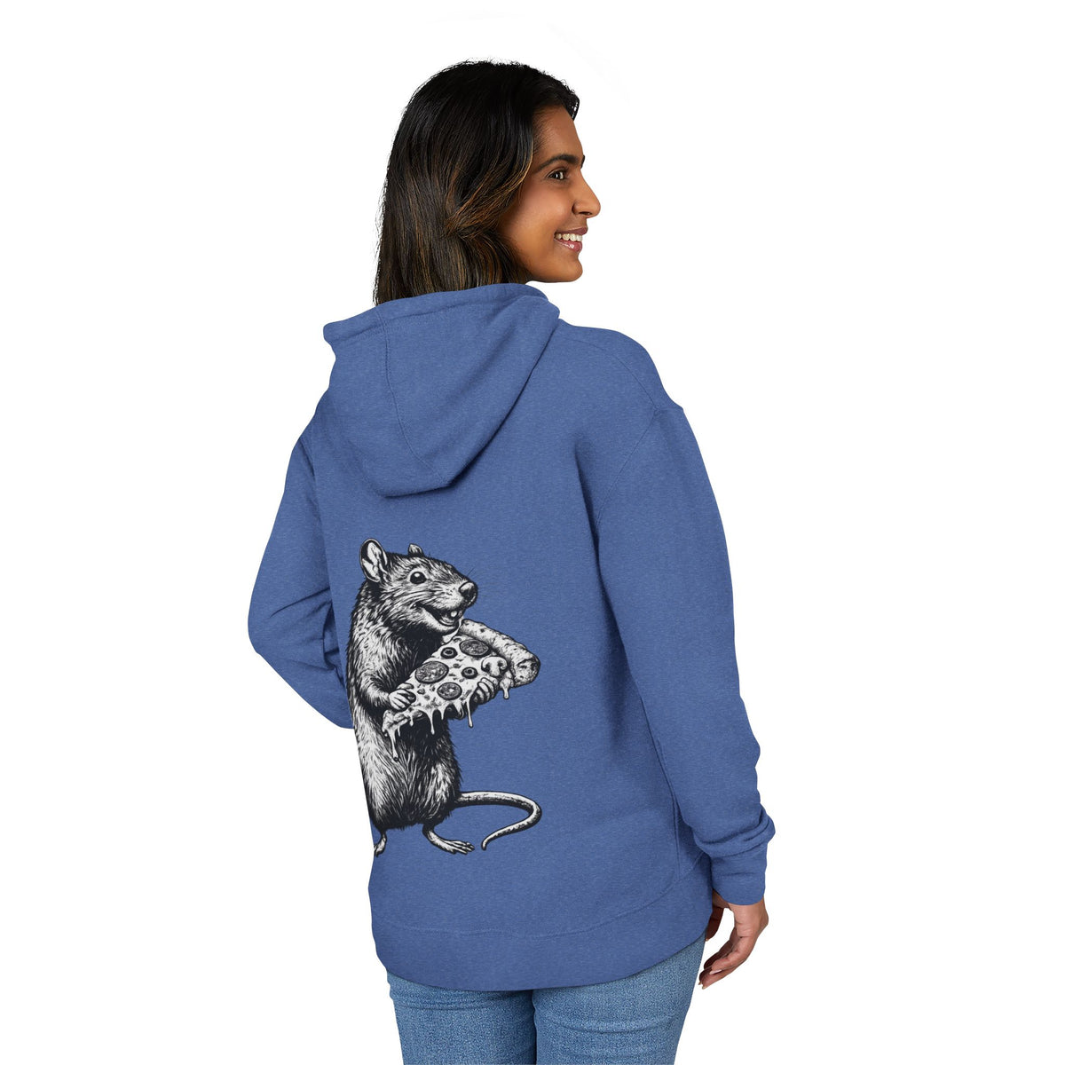 NYC Rats "Where the Rats Eat Better" Rat Holding Pizza Graphic Hoodie