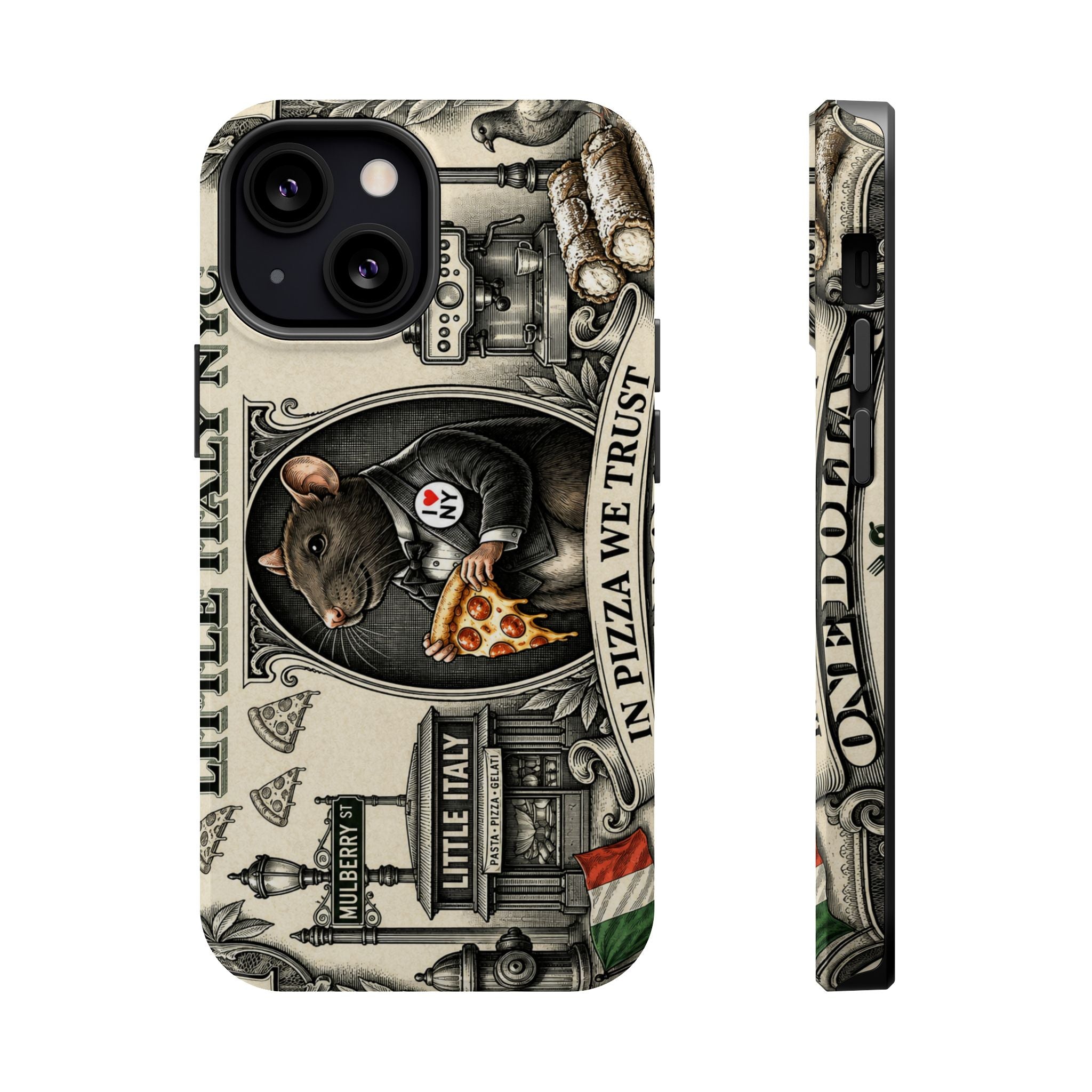 Little Italy NY Phone Case — 'In Pizza We Trust' Italy Rat Art Magnetic Impact-Resistant Case