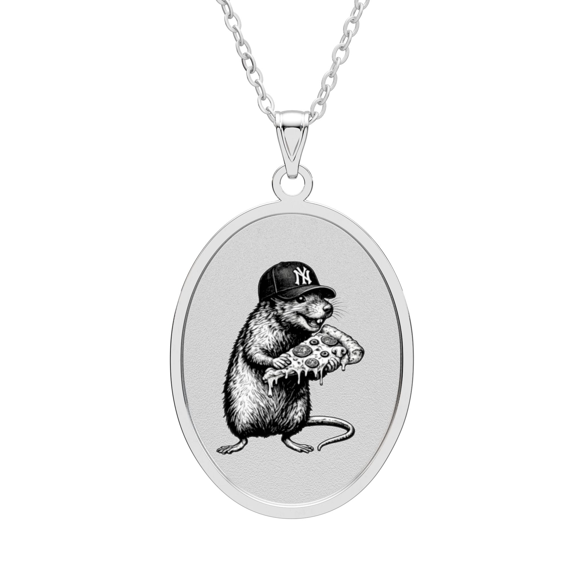 NY Pizza Rat - Oval Pendant - Pizza Lovers