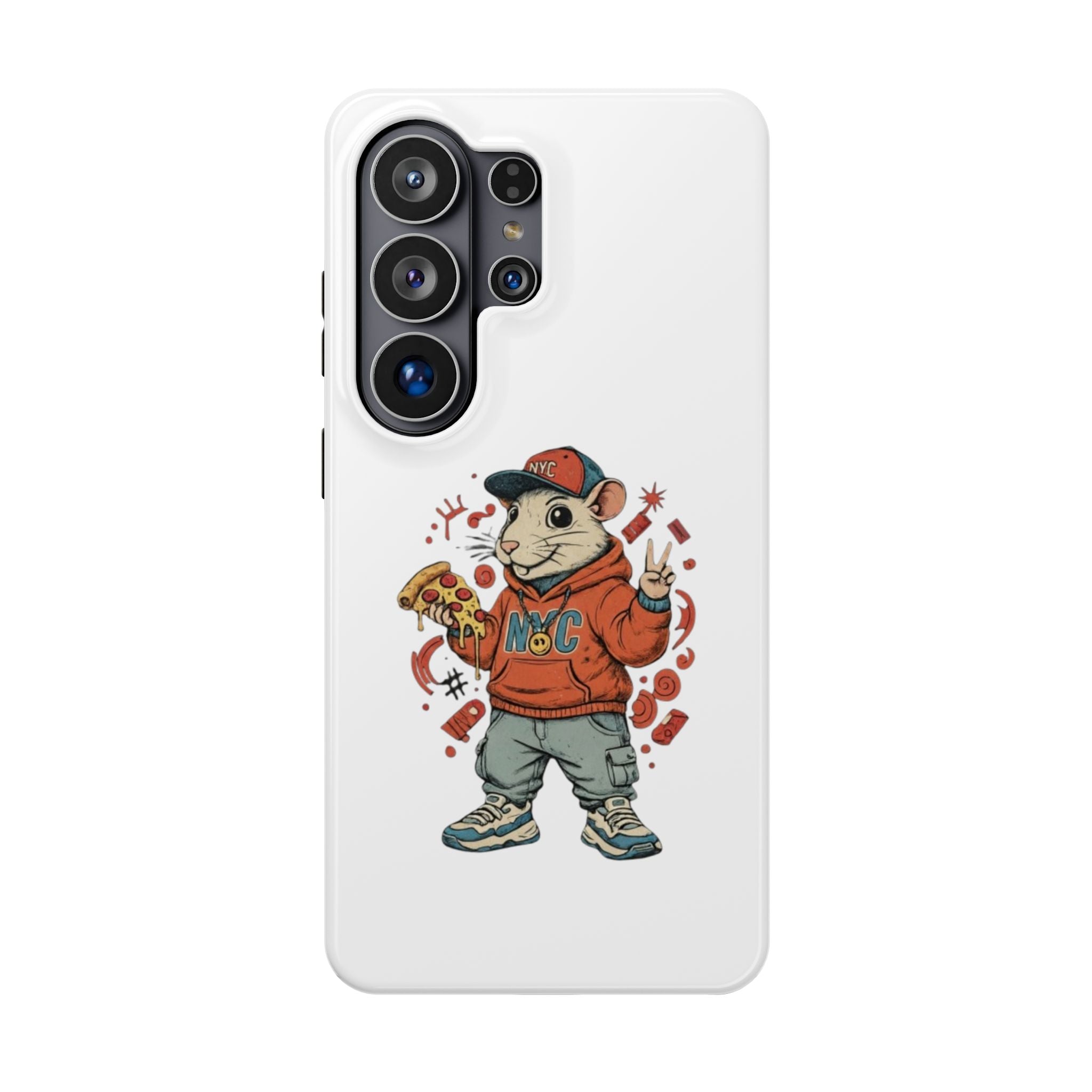 Streetwear Pizza Rat Phone Case — Magnetic Impact‑Resistant iPhone Case with Pizza Skateboard Design