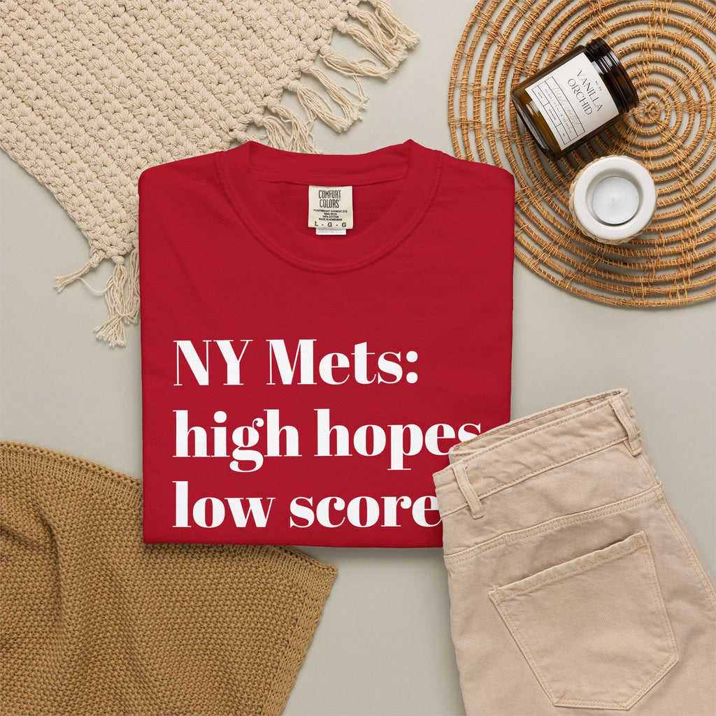 NY Mets: High Hopes, Low Scores. Tee Shirt