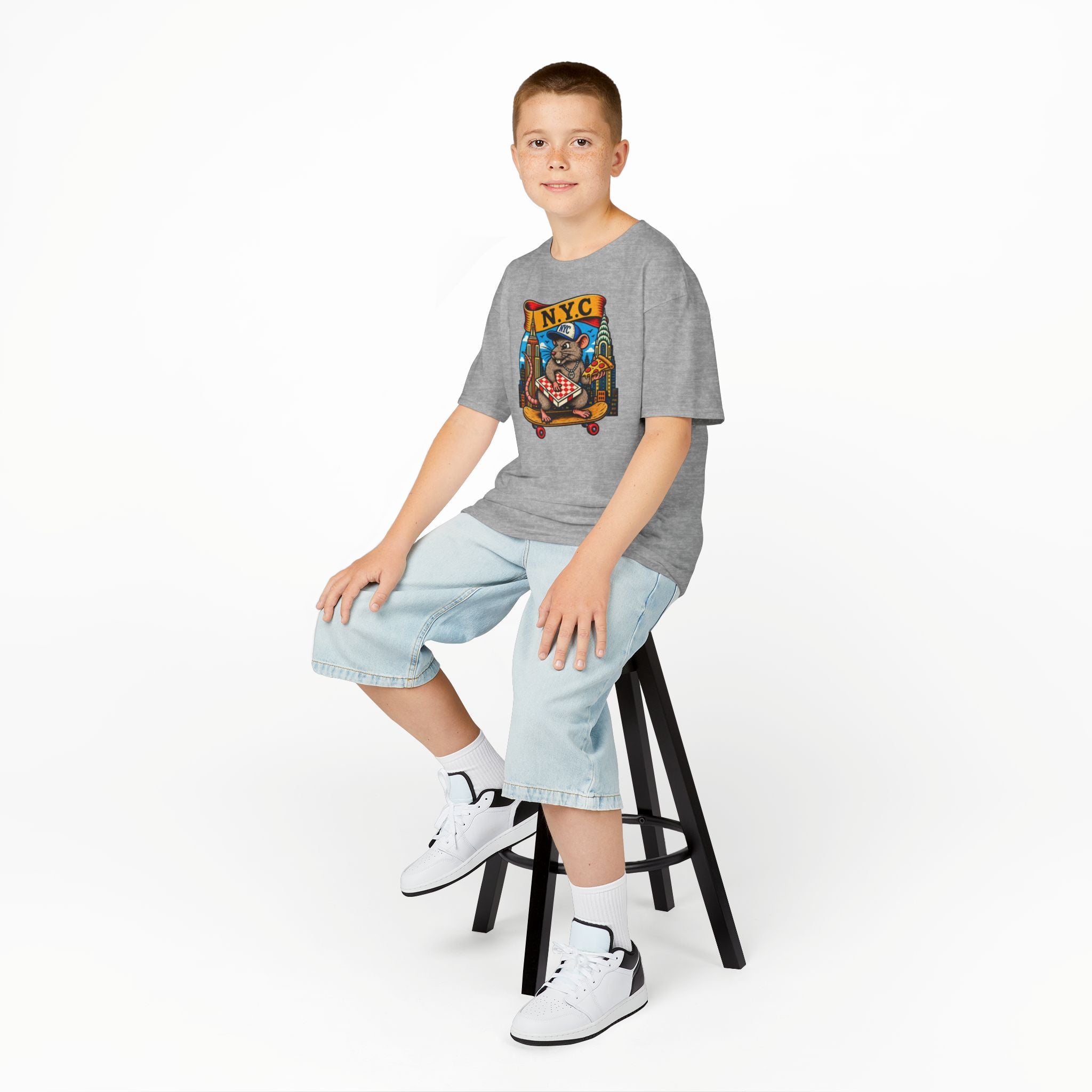 Kids T-Shirt — NYC Skateboarding Pizza Rat Graphic
