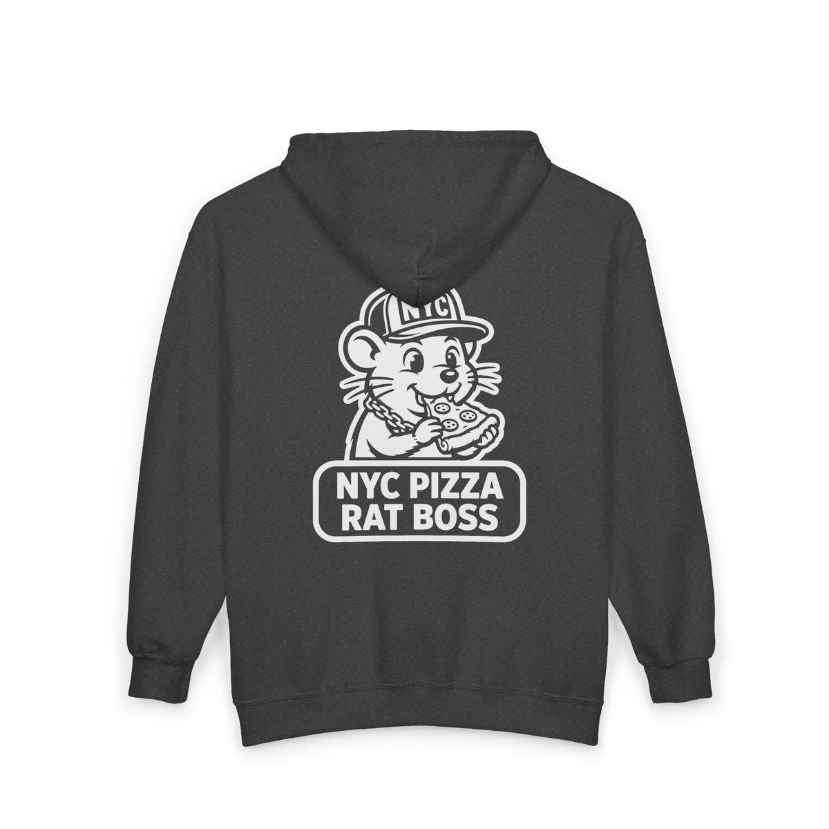 NYC Pizza Rat Zip Hoodie — Pizza Rat Graphic Full-Zip Sweatshirt
