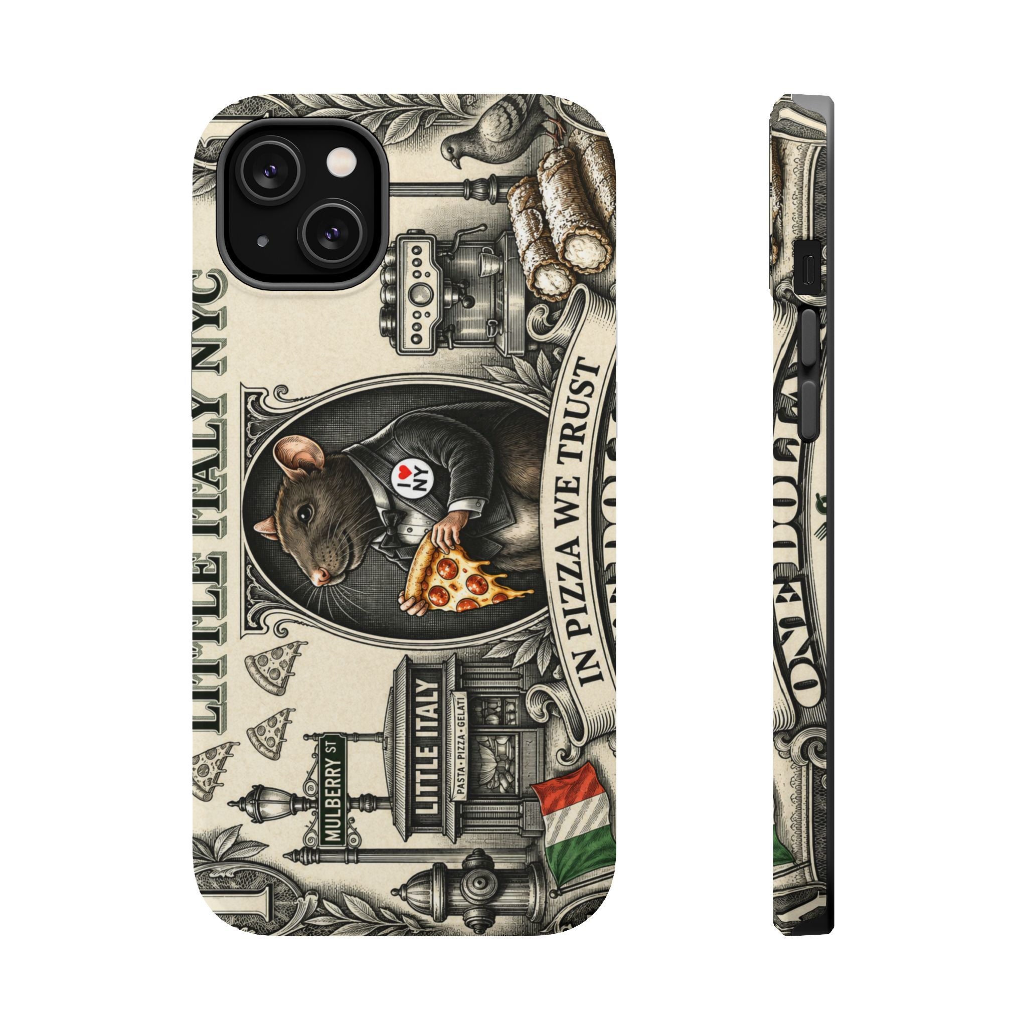 Little Italy NY Phone Case — 'In Pizza We Trust' Italy Rat Art Magnetic Impact-Resistant Case