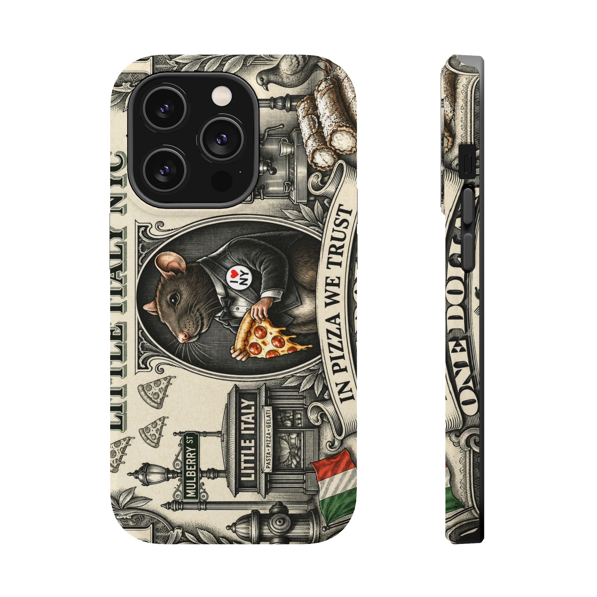 Little Italy NY Phone Case — 'In Pizza We Trust' Italy Rat Art Magnetic Impact-Resistant Case