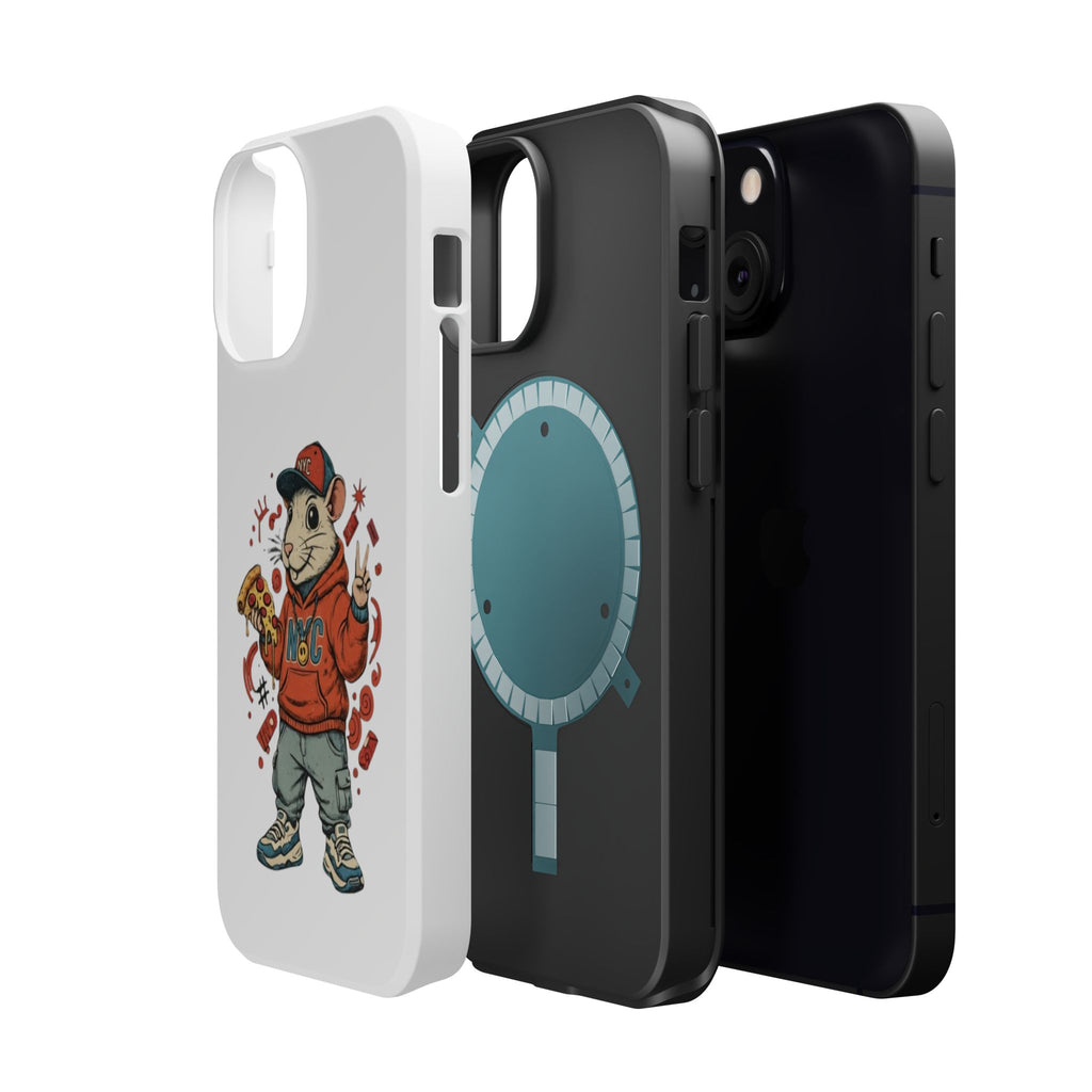 Streetwear Pizza Rat Phone Case — Magnetic Impact‑Resistant iPhone Case with Pizza Skateboard Design
