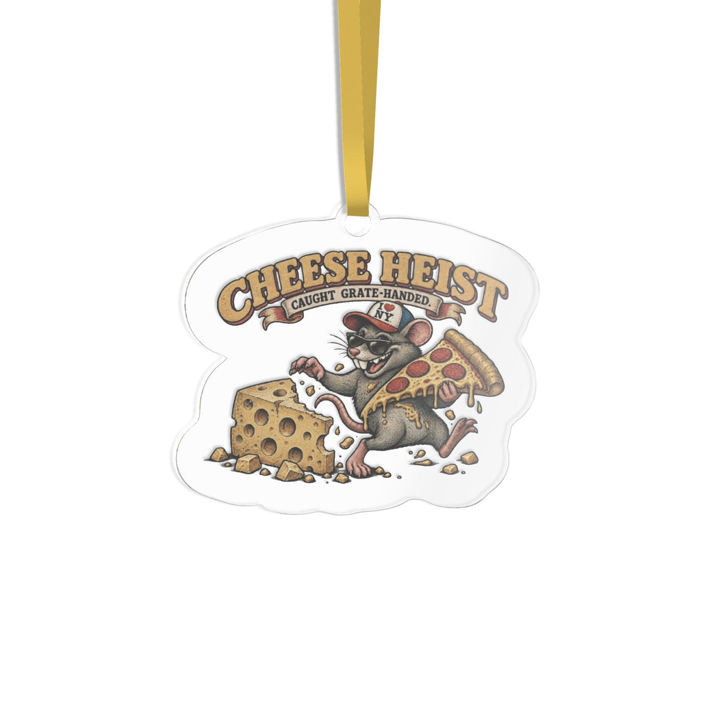 Cheese Heist Custom Shaped Ornament — Funny Mouse & Pizza Holiday Decoration