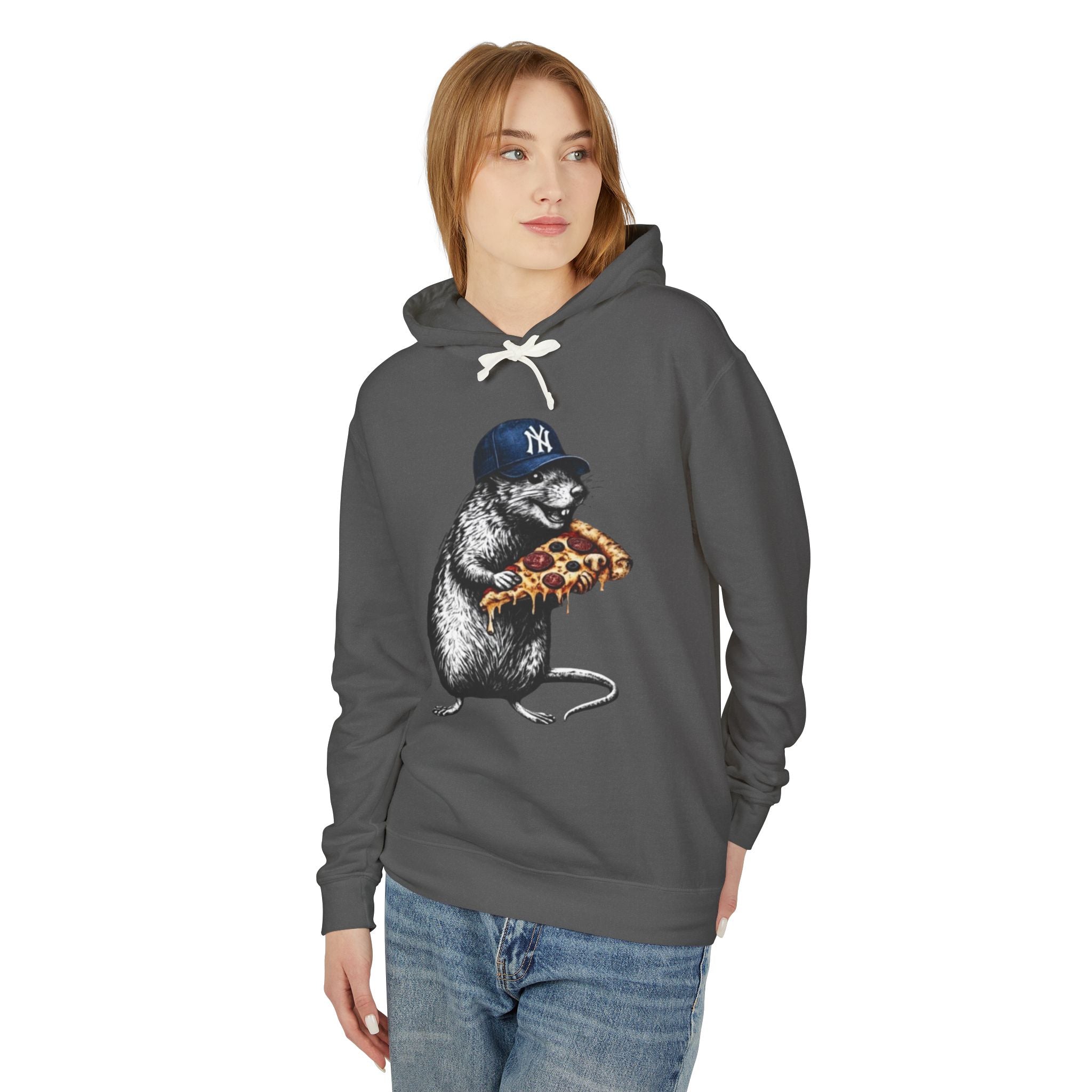 Rat Eating Pizza Hoodie — Cute Novelty Animal Graphic Pullover