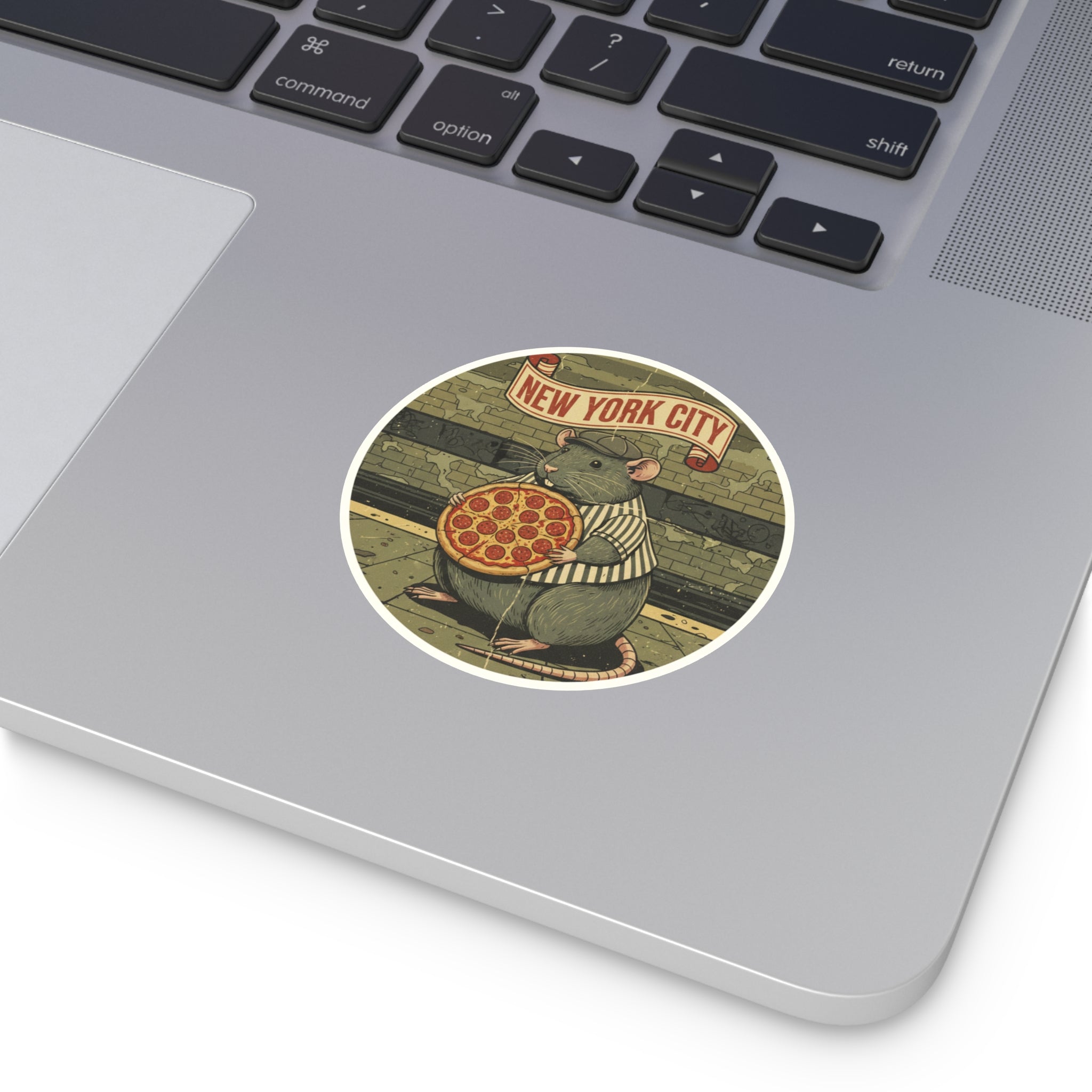 New York City Pizza Rat Round Vinyl Sticker — Retro Subway Art