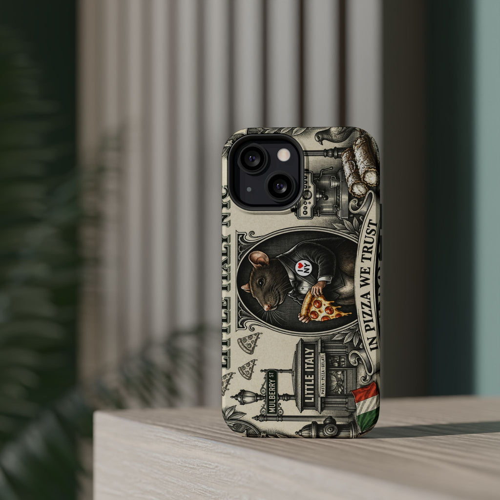 Little Italy NY Phone Case — 'In Pizza We Trust' Italy Rat Art Magnetic Impact-Resistant Case