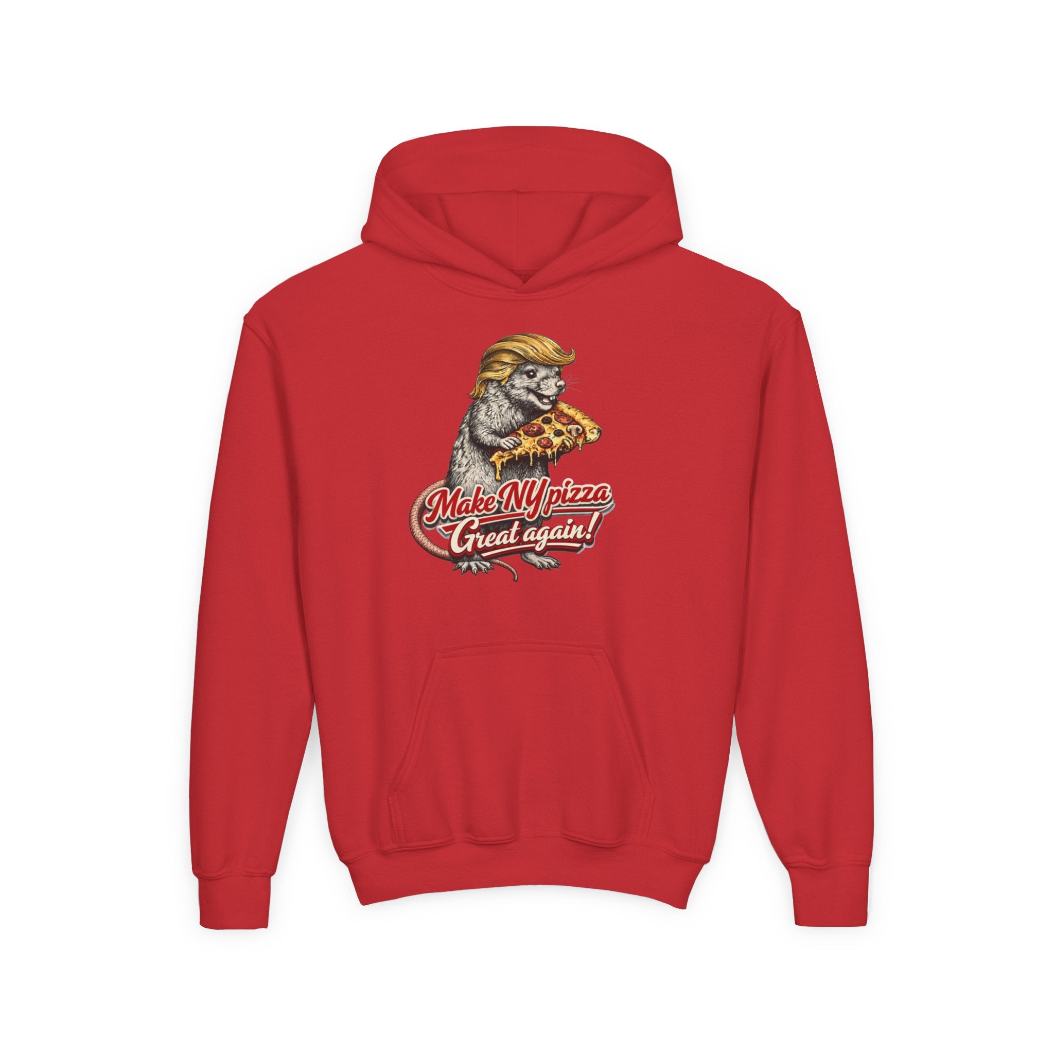 Youth Hoodie - "Make NY Pizza Great Again" Retro Pizza Lion Graphic