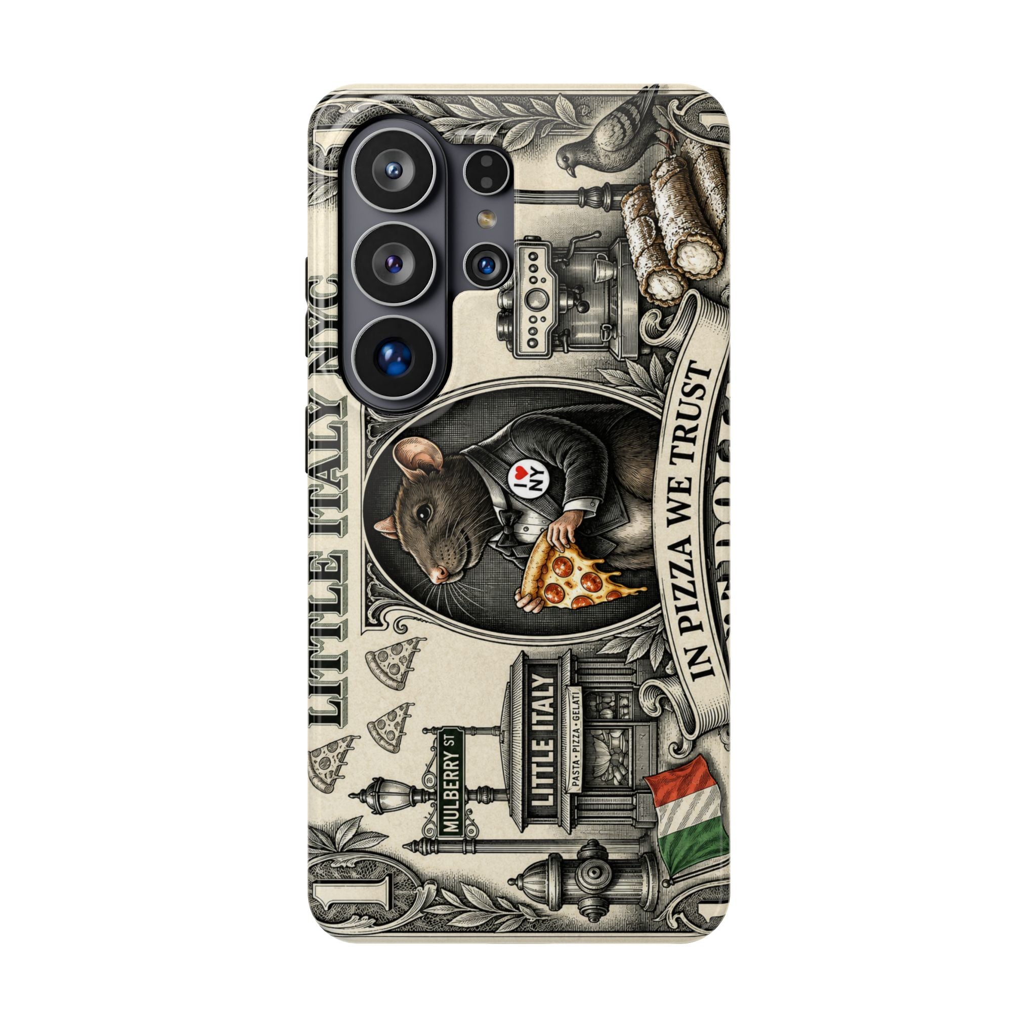 Little Italy NY Phone Case — 'In Pizza We Trust' Italy Rat Art Magnetic Impact-Resistant Case