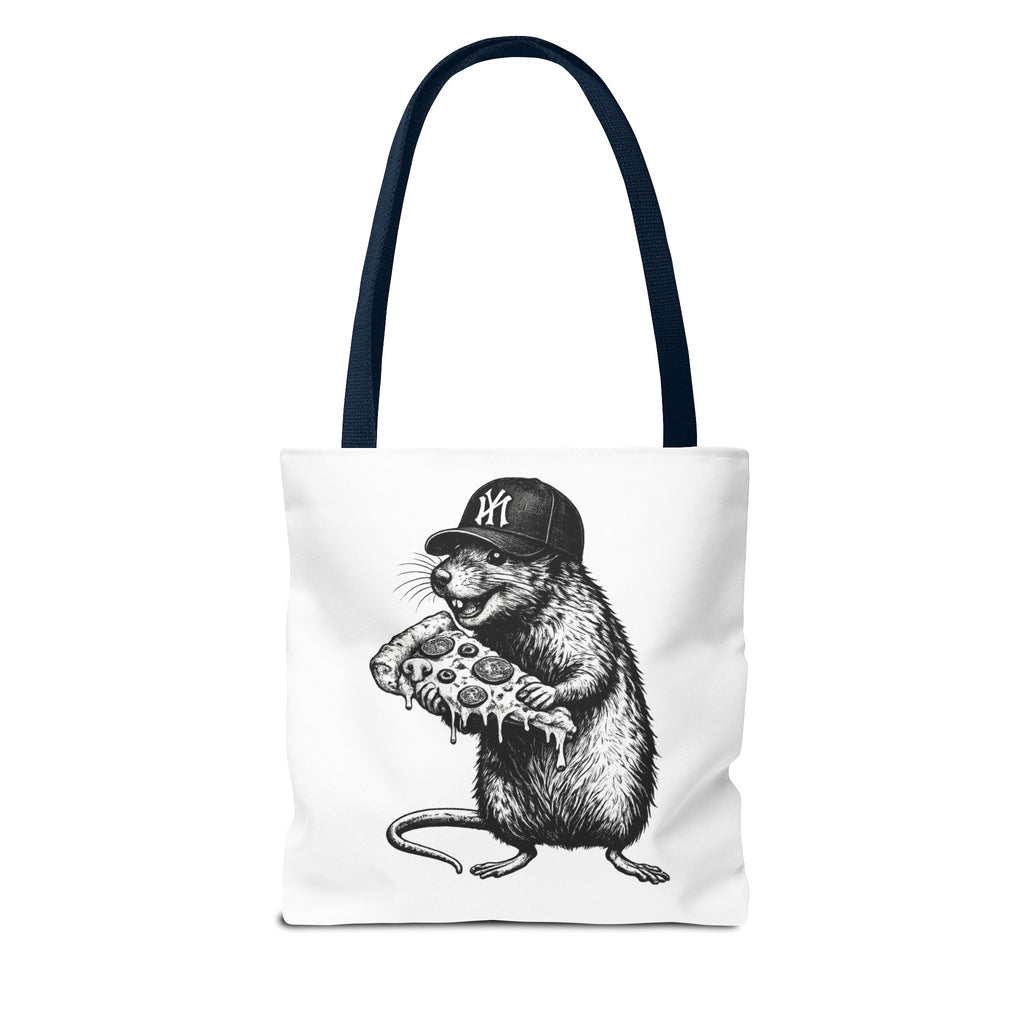 Pizza Rat Tote Bag — Cute NYC Rat Eating Pizza Canvas Tote