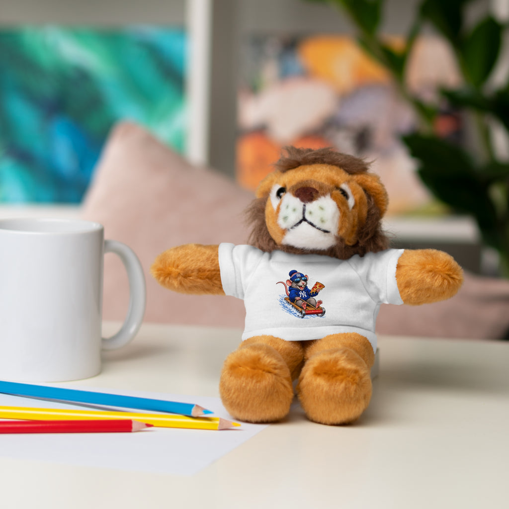 Plush Bear with Sledding Pup Tee — Cute Winter Stuffed Animal Gift - NY Pizza Rat