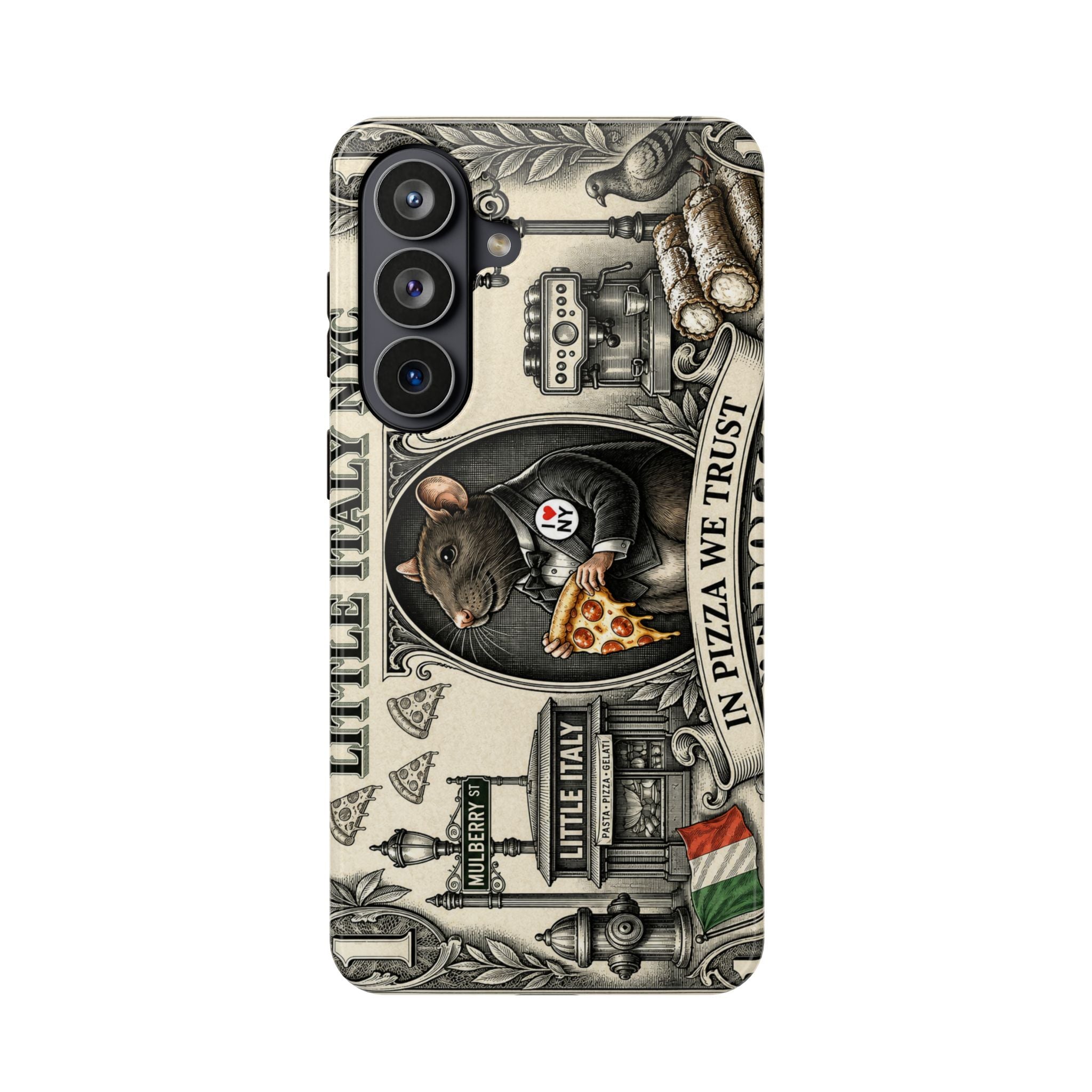 Little Italy NY Phone Case — 'In Pizza We Trust' Italy Rat Art Magnetic Impact-Resistant Case