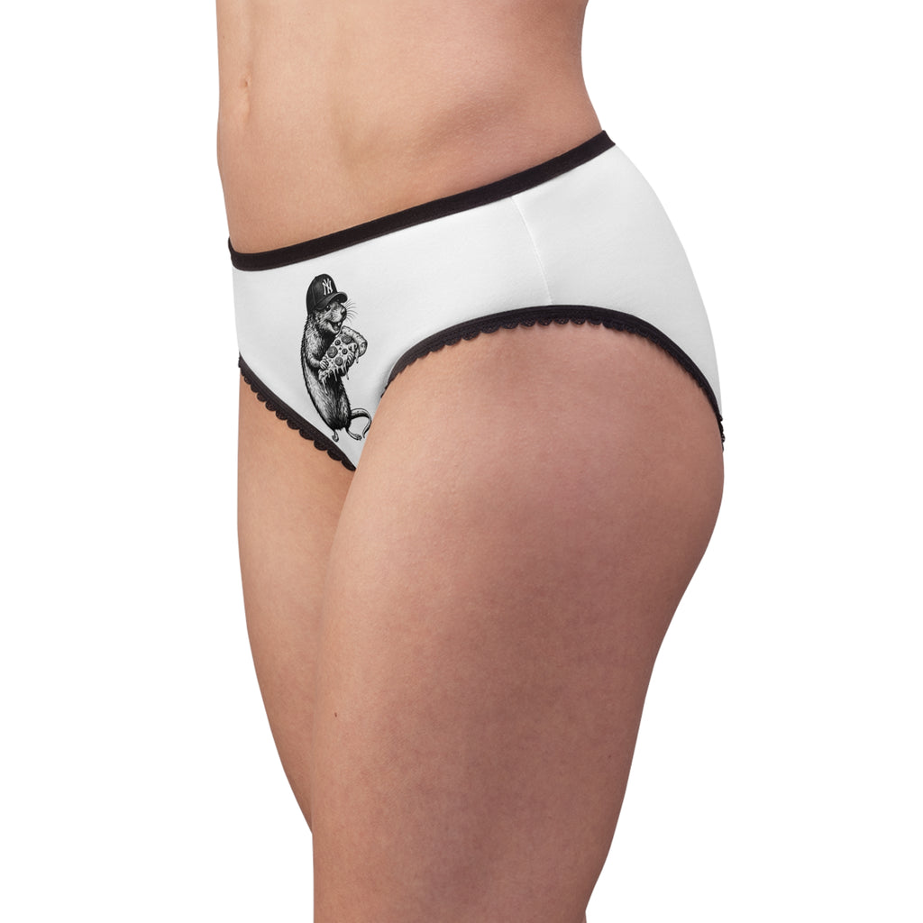 NYC Rat Pizza Briefs — Cute Streetwear Women's Briefs with Pizza-Loving Rat Design