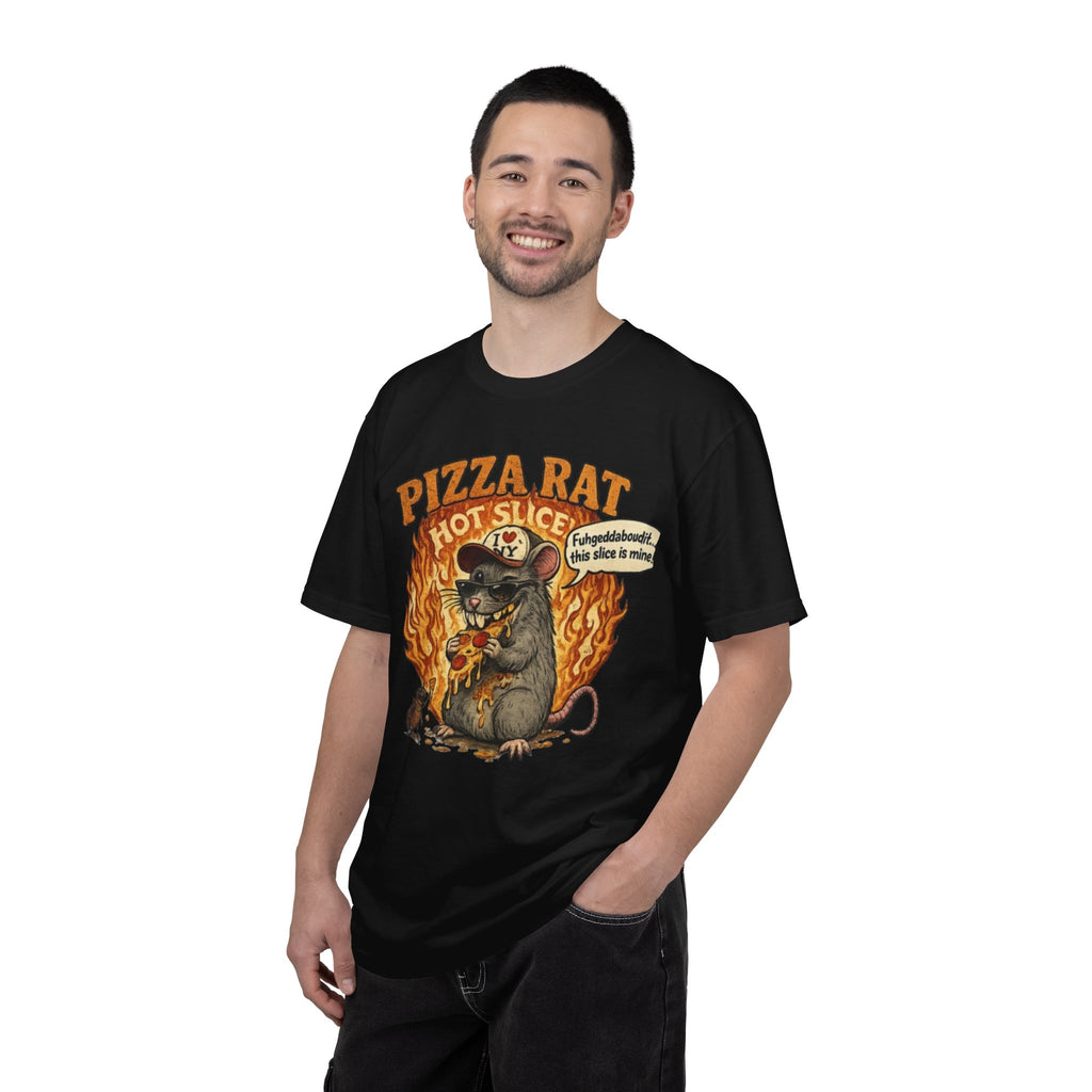 Pizza Rat Hot Slice T-Shirt — Funny Retro Rat Eating Pizza Graphic Tee