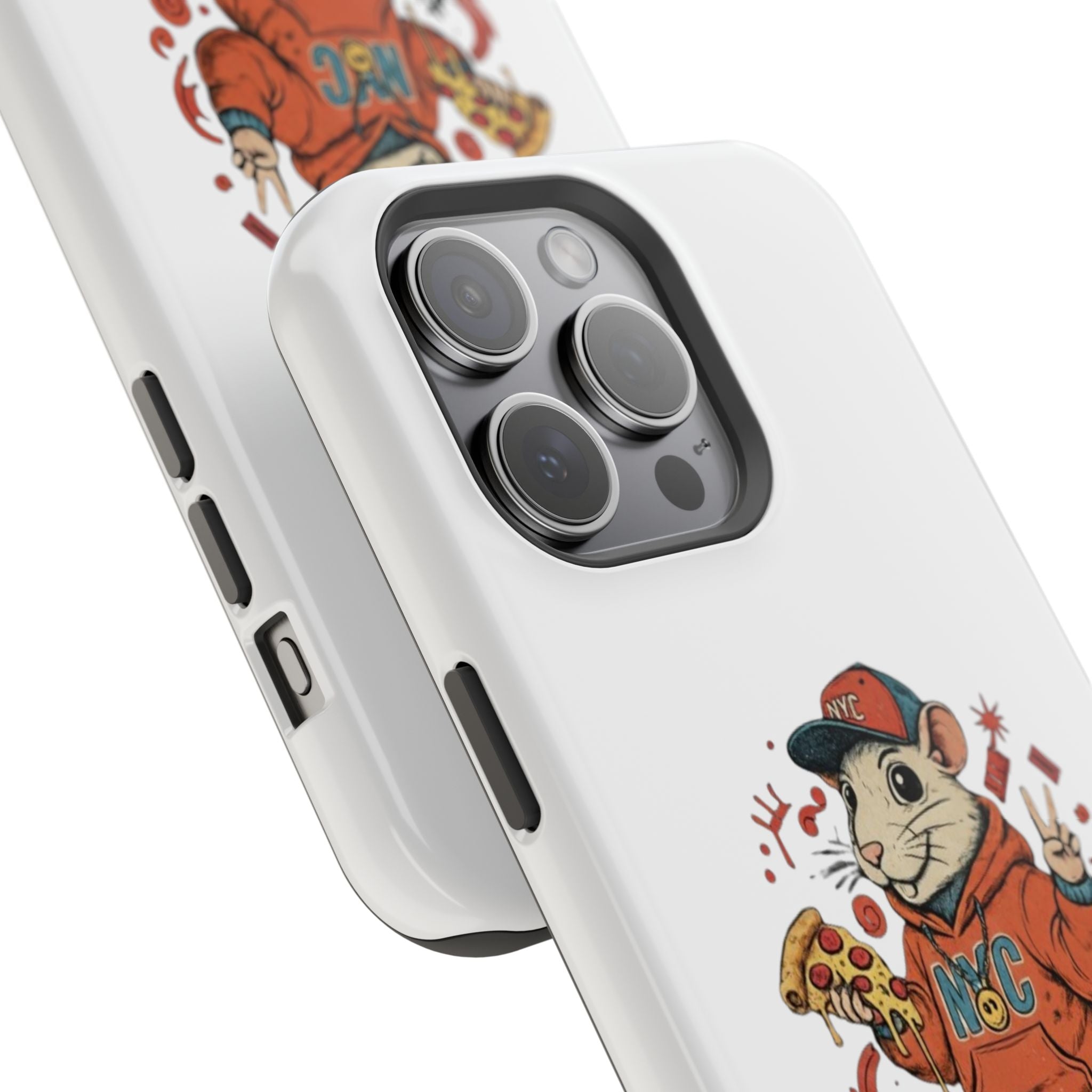 Streetwear Pizza Rat Phone Case — Magnetic Impact‑Resistant iPhone Case with Pizza Skateboard Design