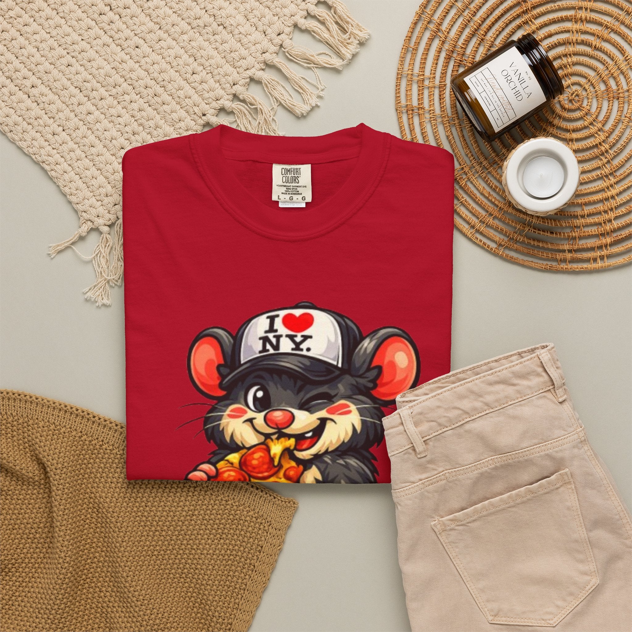 Pizza-Loving Baby Rat T-Shirt — Cute Retro Cartoon Graphic Tee