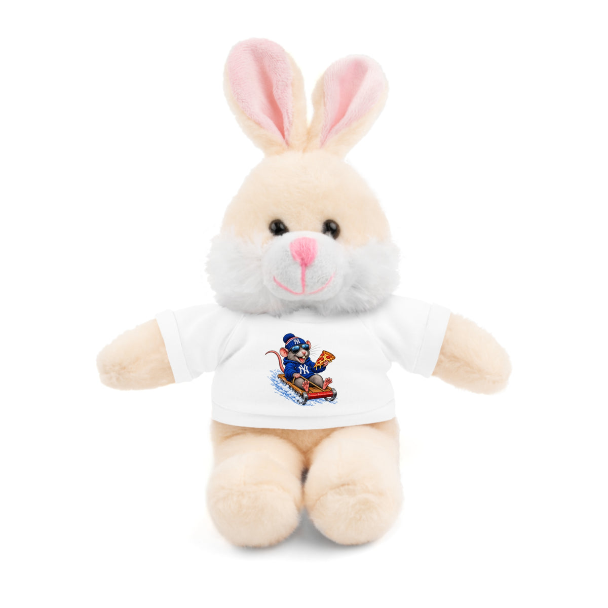 Plush Bear with Sledding Pup Tee — Cute Winter Stuffed Animal Gift - NY Pizza Rat