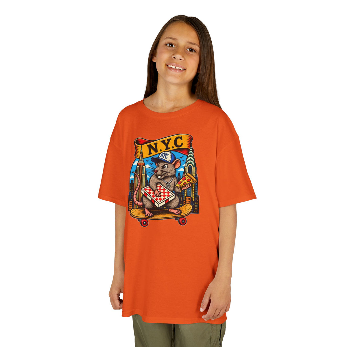 Kids T-Shirt — NYC Skateboarding Pizza Rat Graphic