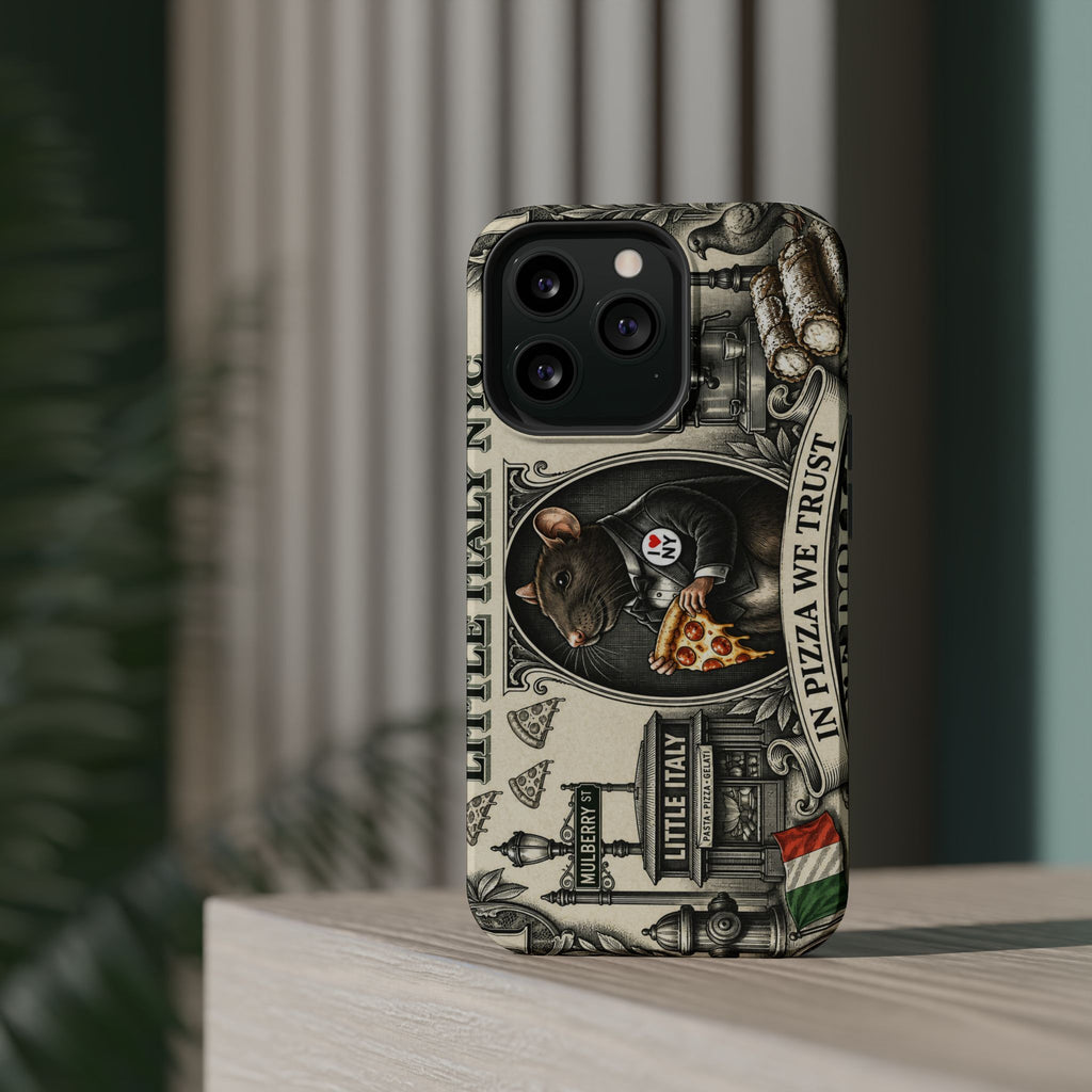 Little Italy NY Phone Case — 'In Pizza We Trust' Italy Rat Art Magnetic Impact-Resistant Case