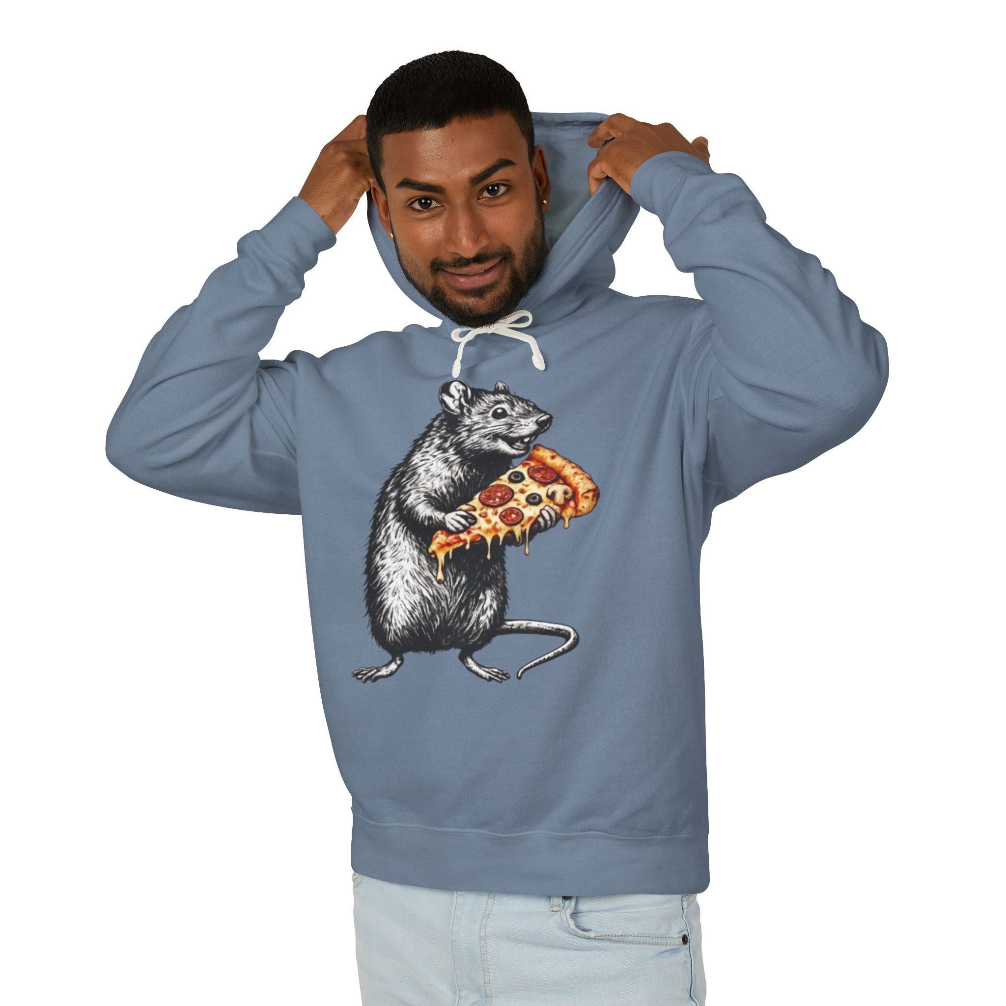 Rat Eating Pizza Hoodie — Quirky Graphic Animal Pizza Sweatshirt