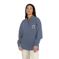 NY Yankee Quarter-Zip Sweatshirt — Small Retro Dog Portrait Chest Print