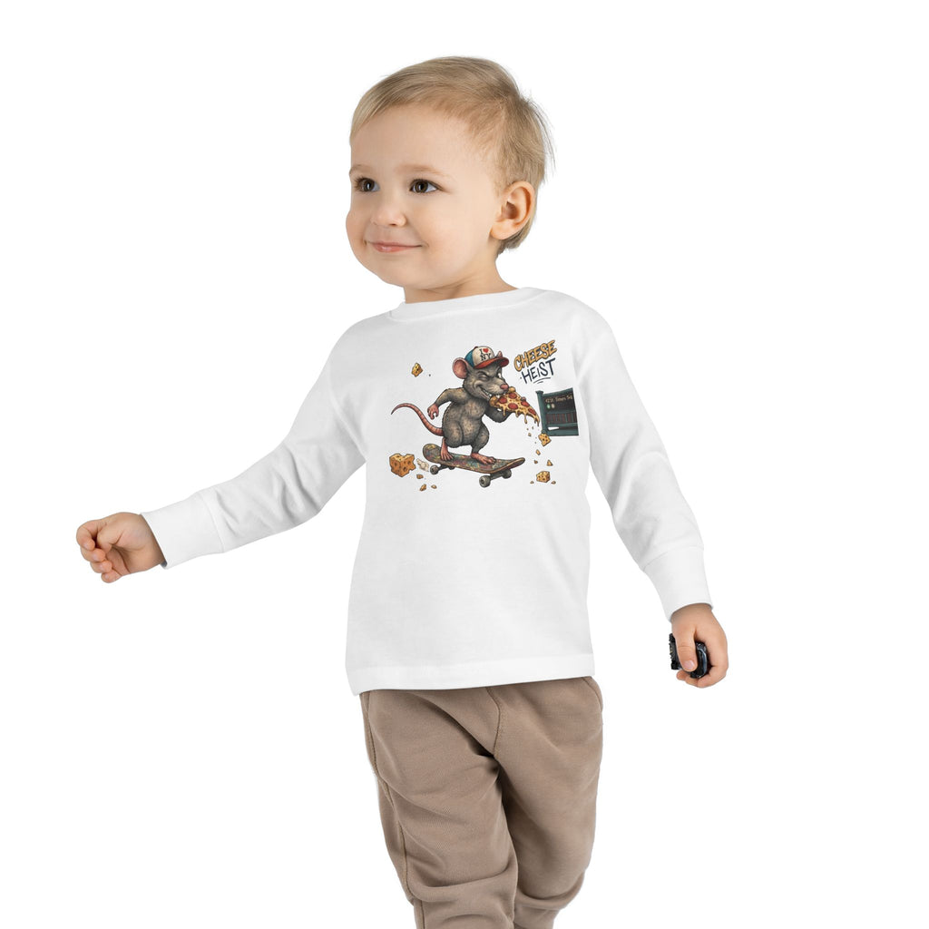 Skateboard Rat Toddler Long Sleeve Tee — Cute Skater Mouse Graphic Shirt