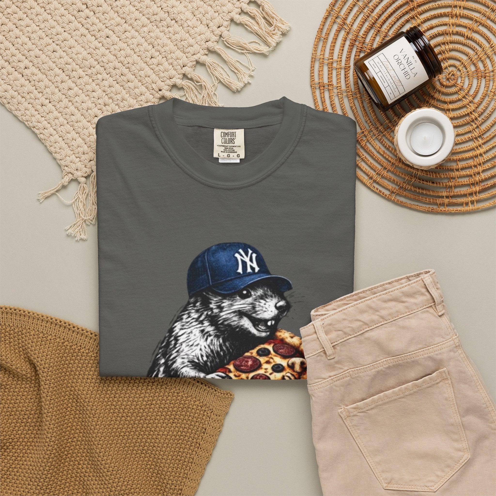NY Rat with Pizza Graphic Tee — Streetwear Novelty T-Shirt