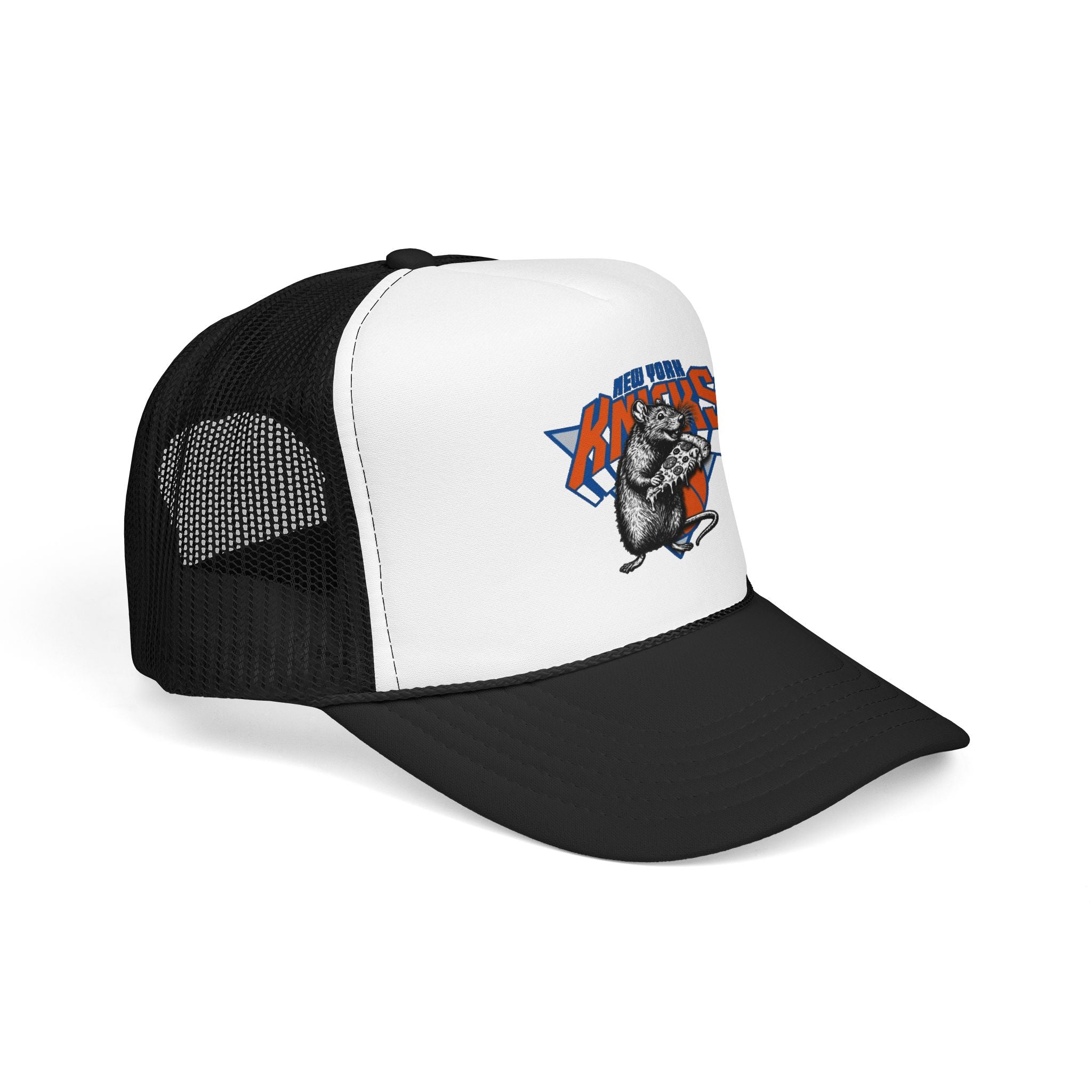 Vintage Skate Rat Foam Trucker Hat – Retro Skateboarding Logo Cap - NY Knicks
