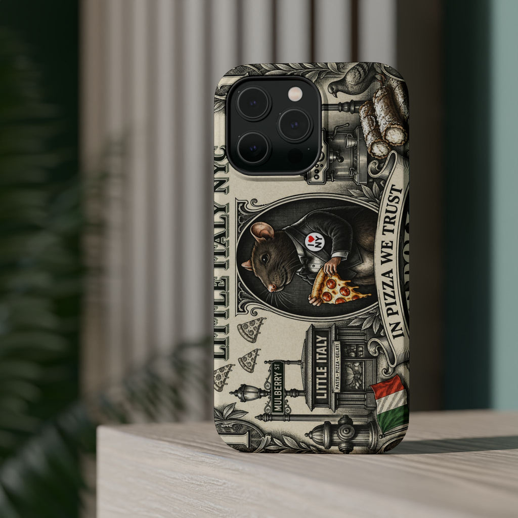 Little Italy NY Phone Case — 'In Pizza We Trust' Italy Rat Art Magnetic Impact-Resistant Case