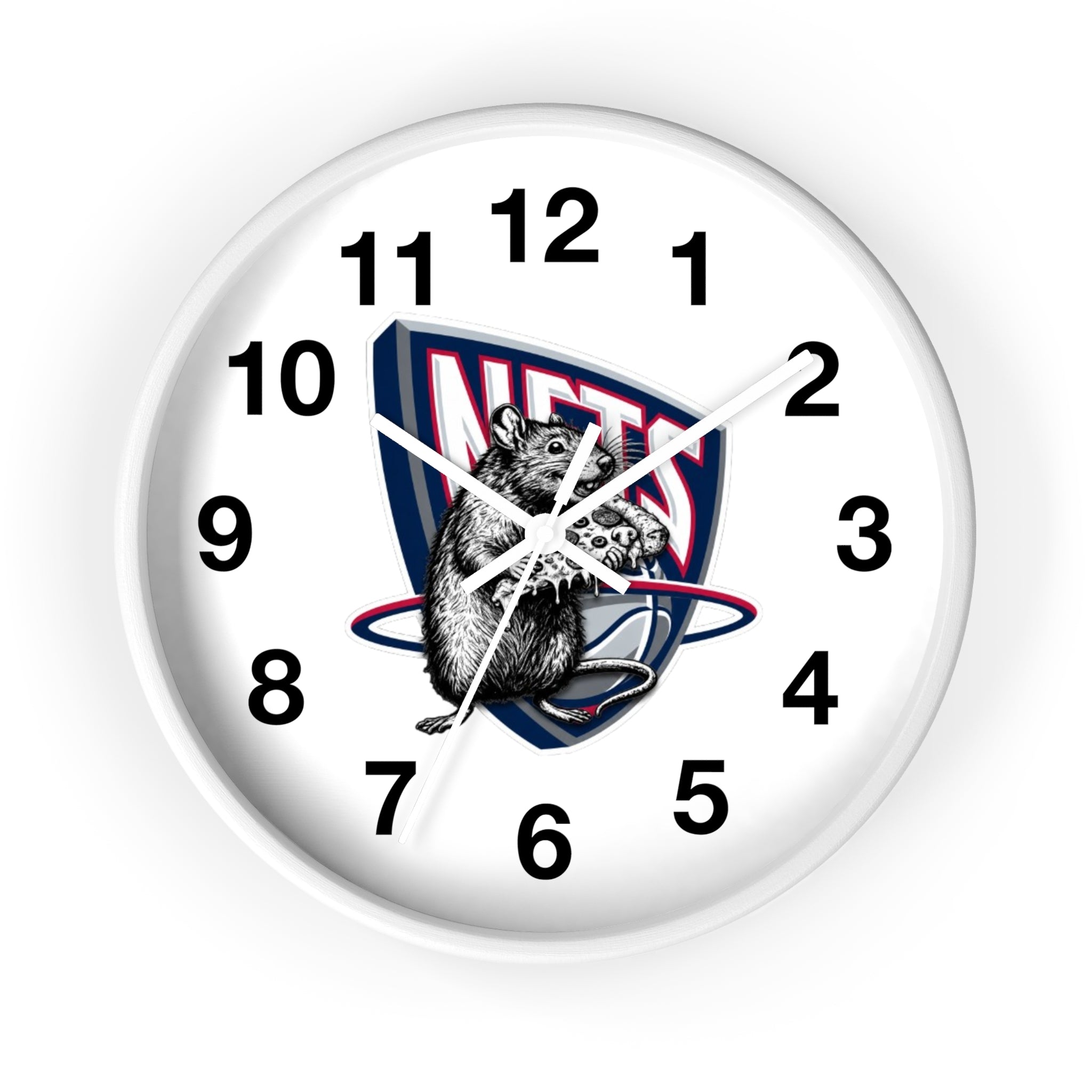 Nets Mascot Wall Clock — Retro Basketball Team Logo Decor