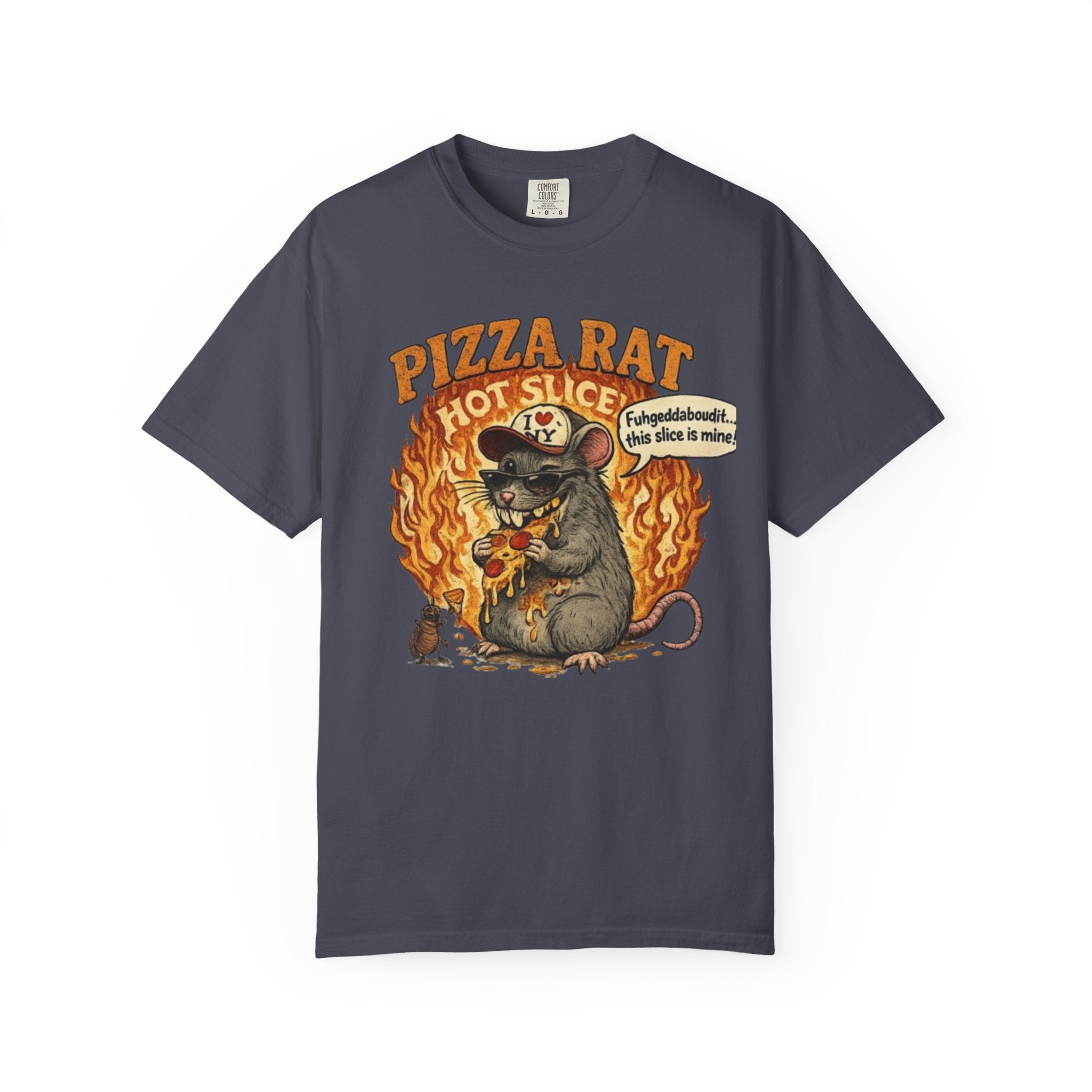 Pizza Rat Hot Slice T-Shirt — Funny Retro Rat Eating Pizza Graphic Tee