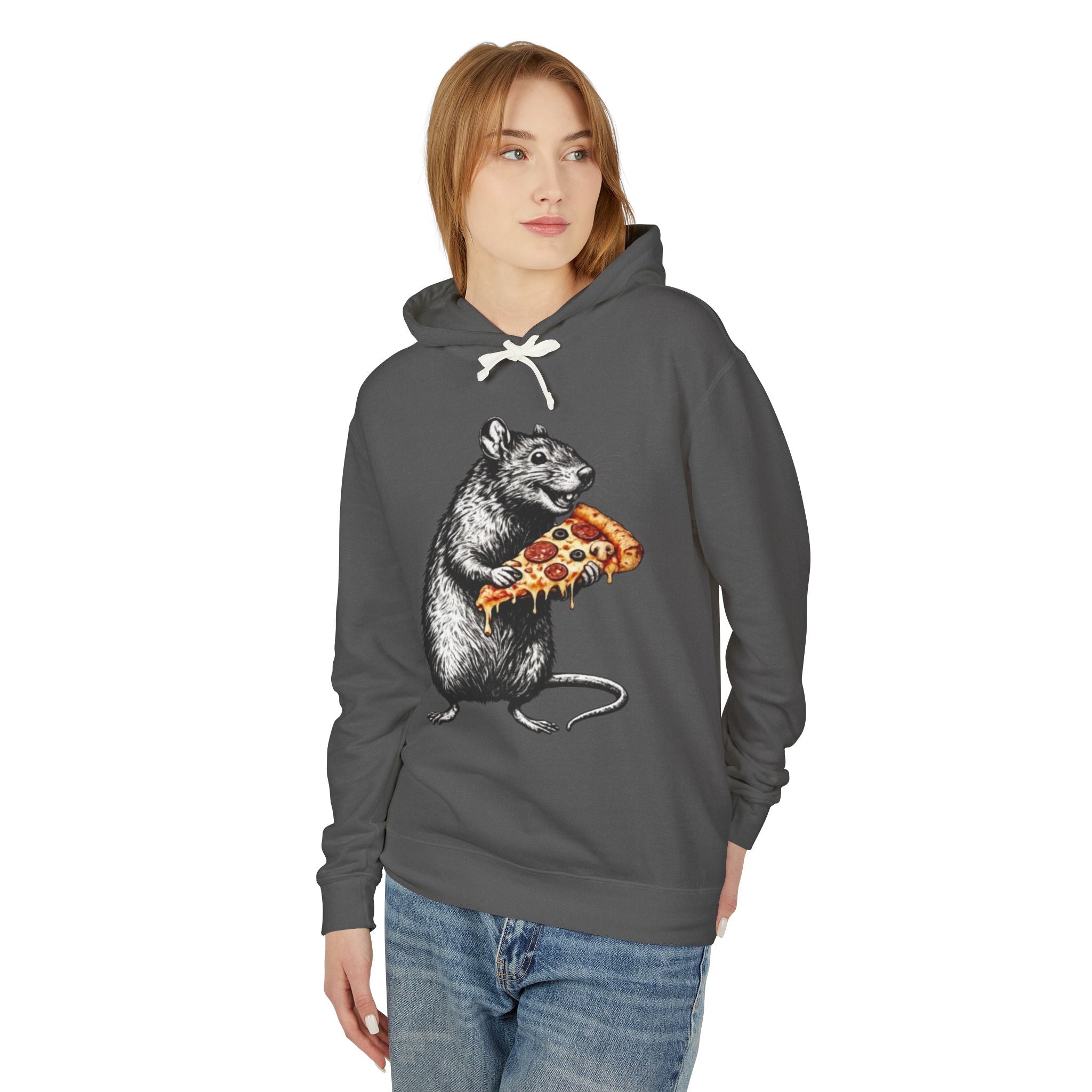 Rat Eating Pizza Hoodie — Quirky Graphic Animal Pizza Sweatshirt