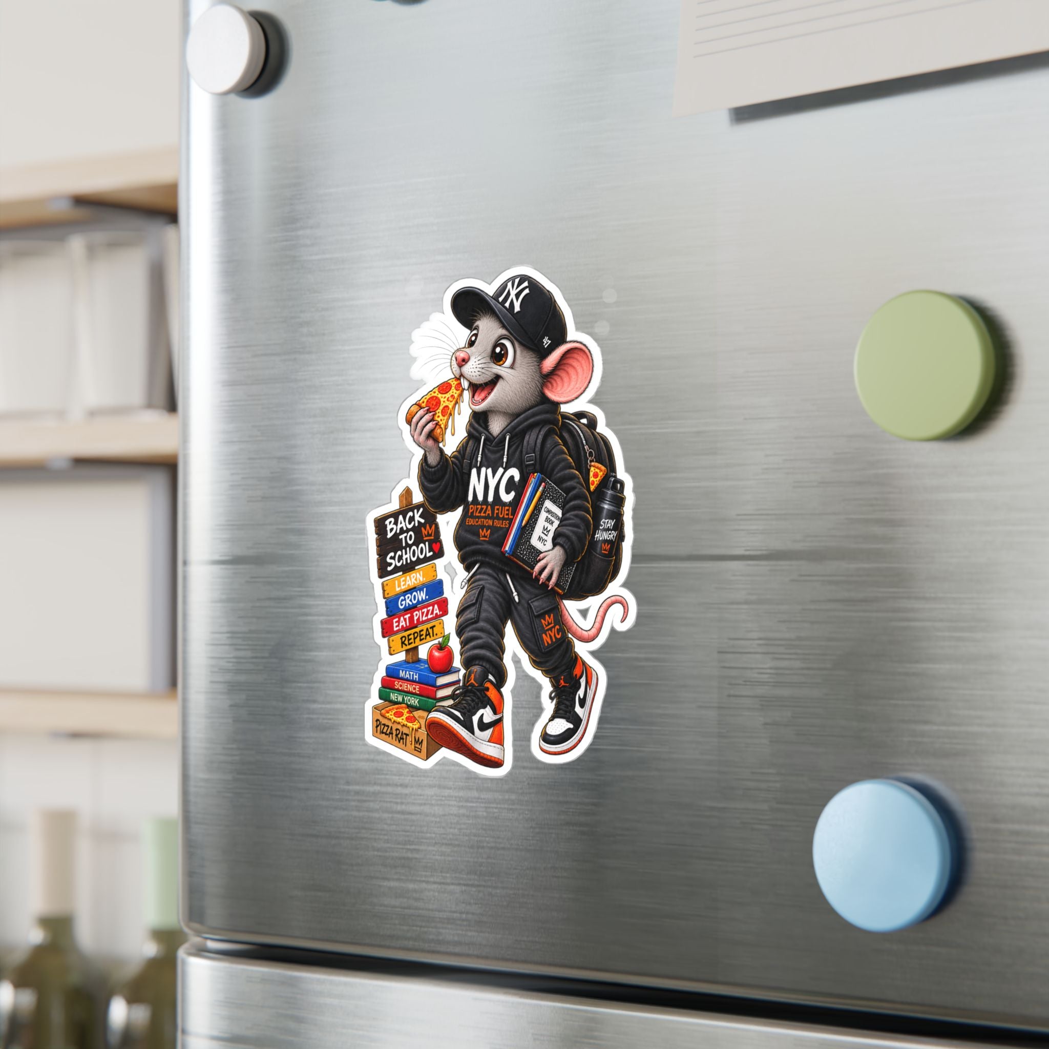 NYC Pizza Rat Sticker — Cute Streetwear Mouse Vinyl Decal (Kiss-Cut)