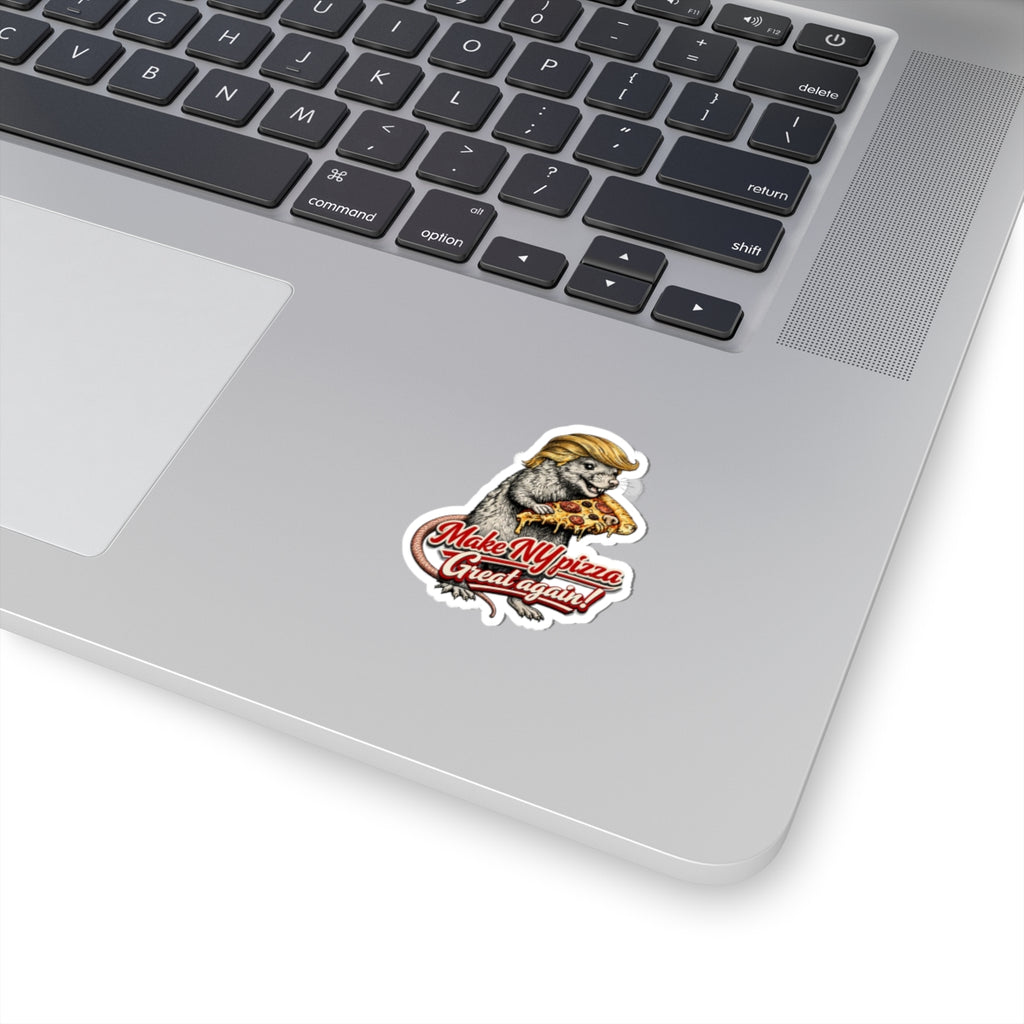 Funny Political Rat Sticker — “Make NY Pizza Great Again” Kiss-Cut Laptop Decal