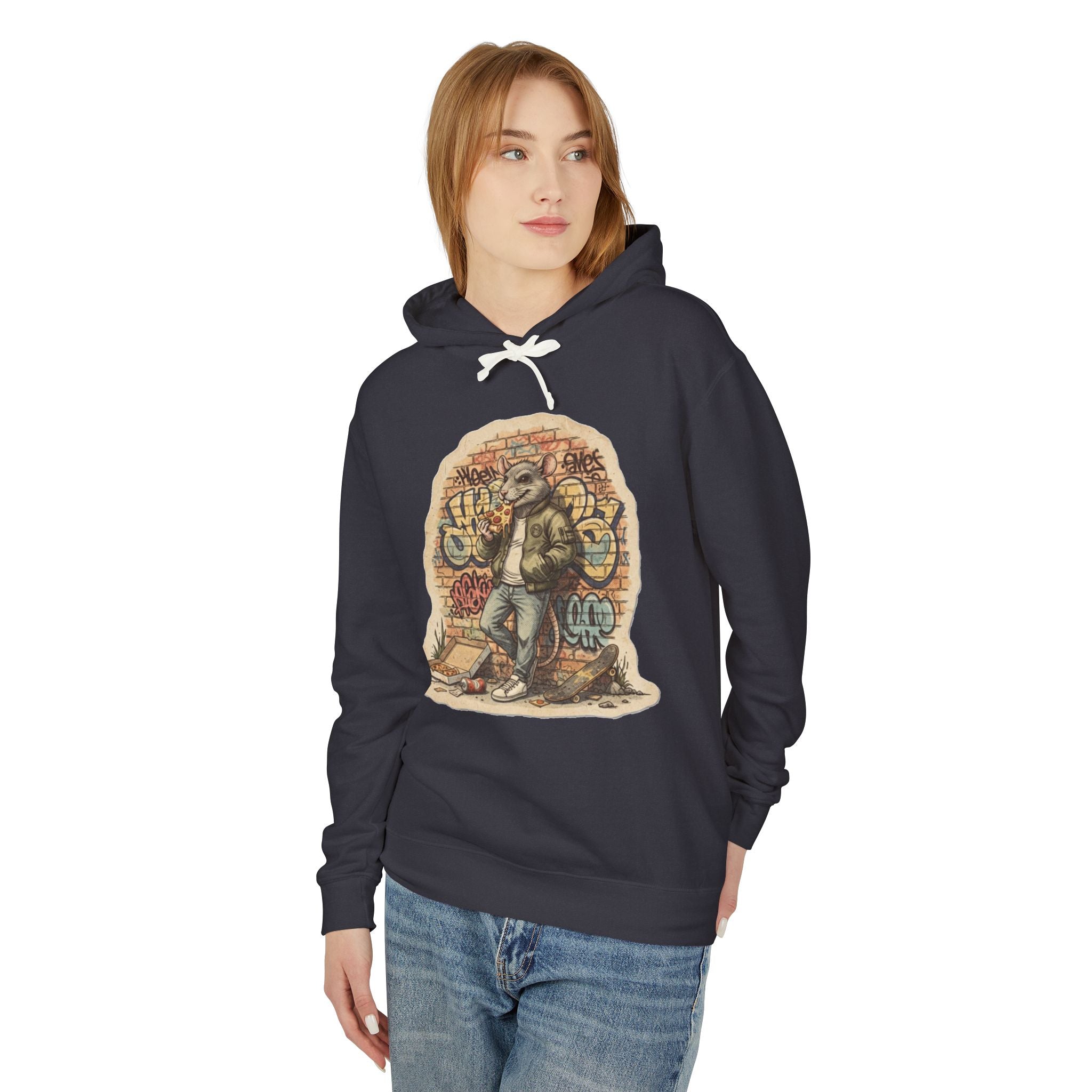 Skate Rat Street Art Hoodie — Retro Graffiti Skateboarder Pullover