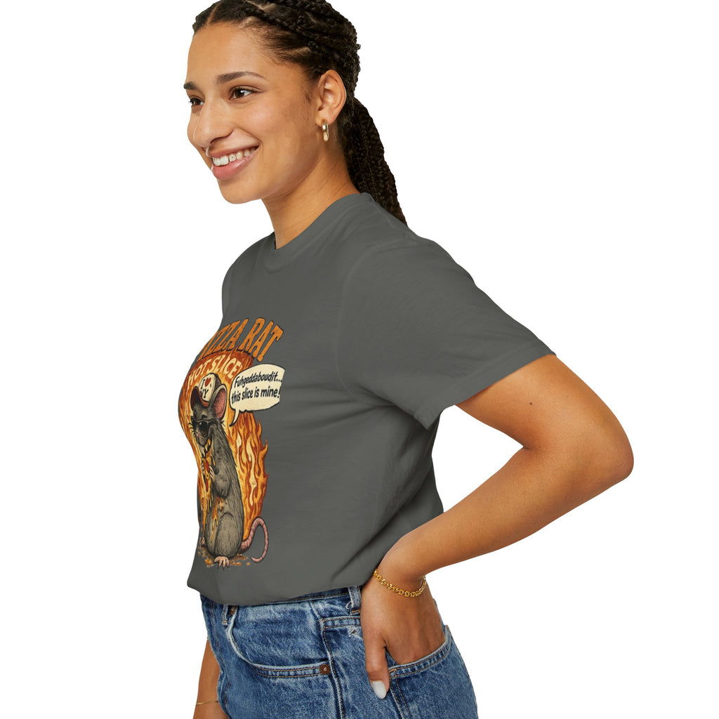 Pizza Rat Hot Slice T-Shirt — Funny Retro Rat Eating Pizza Graphic Tee